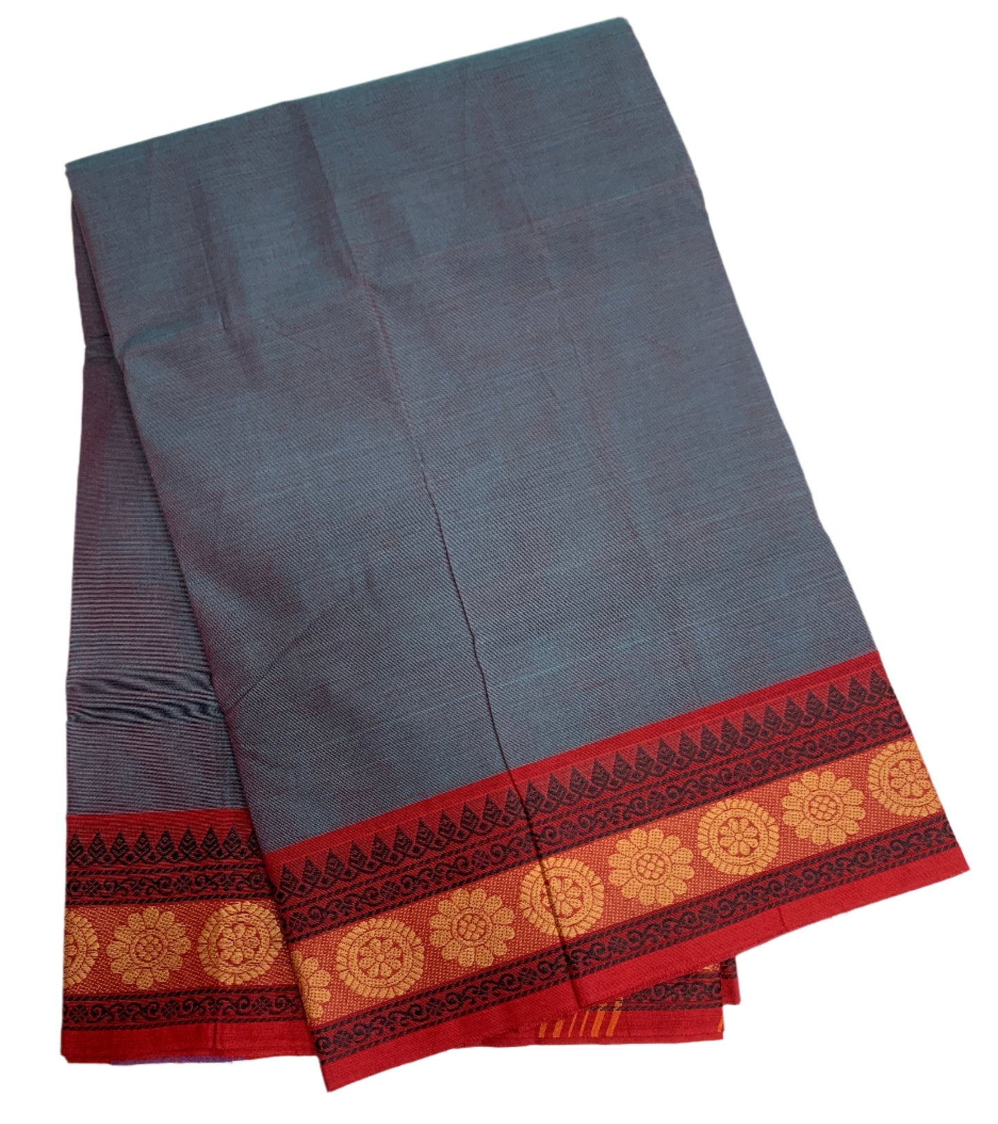 Chettinad Cotton Saree Gray Colour with Maroon Border