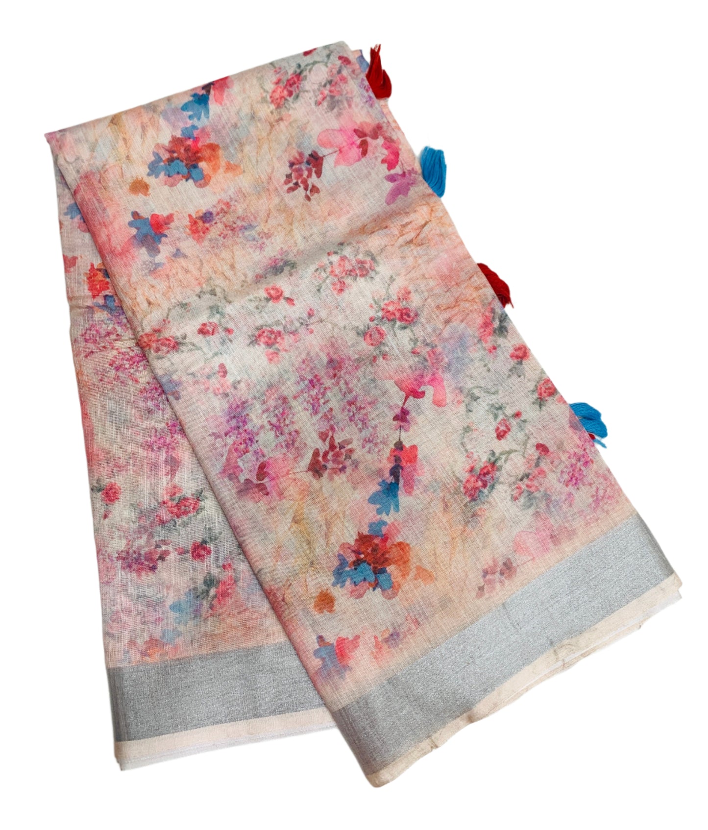 Jute Cotton Saree Baby Pink Shade with Thread Border