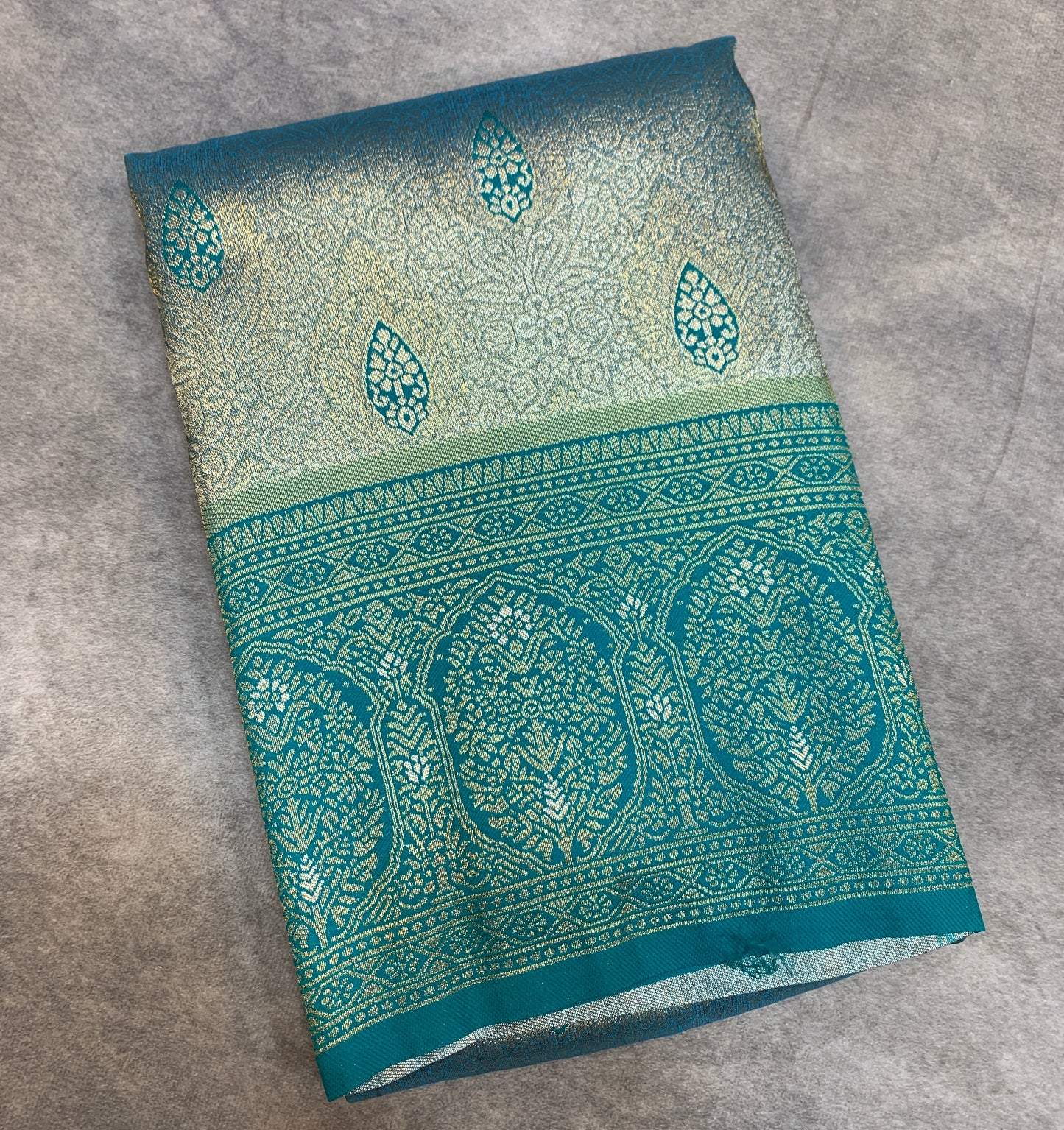 Fancy Tissue Saree Sapphire Golden Colour with Self Border