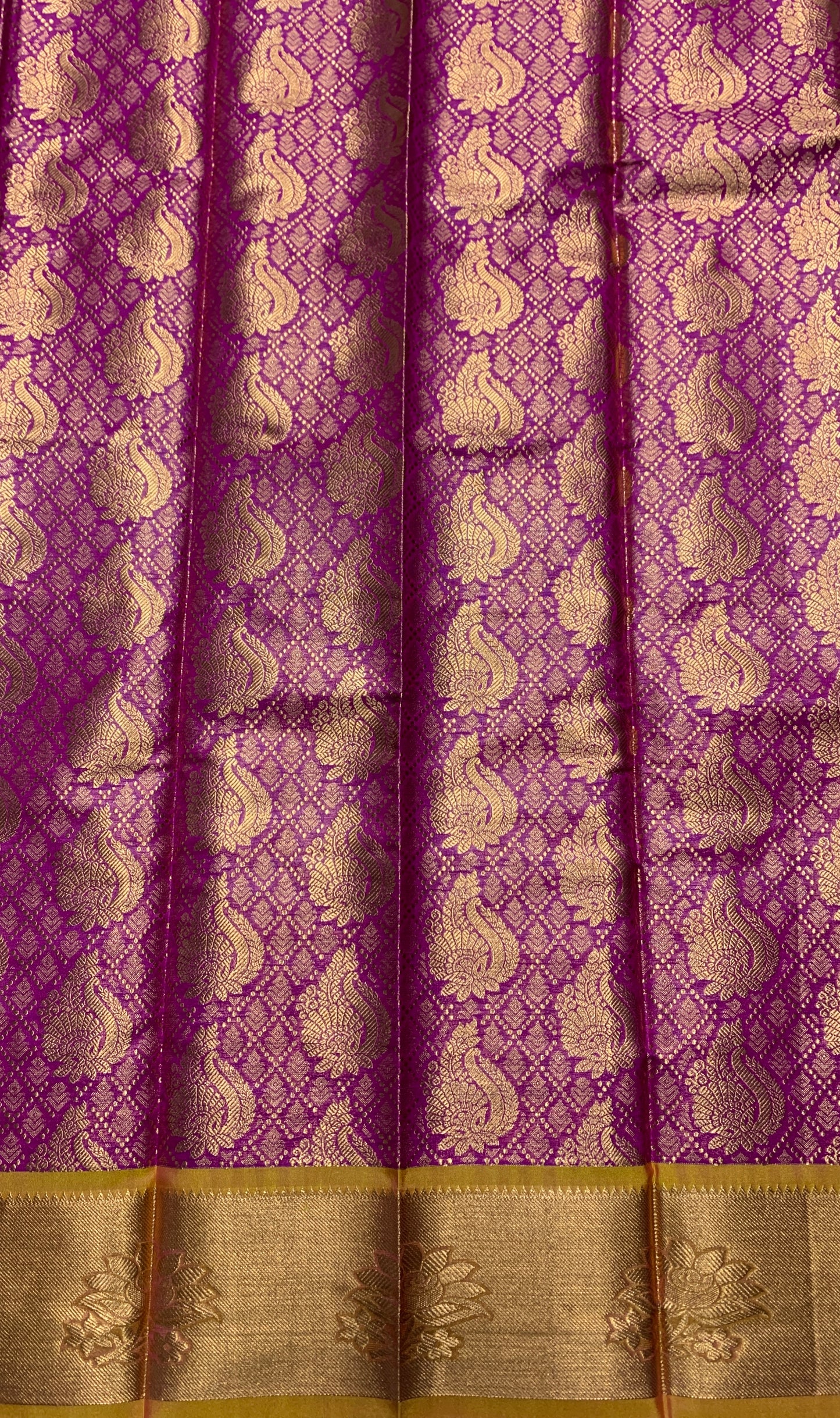 Vegan Silk Saree Pink Colour with Copper and Golden Yellow Border