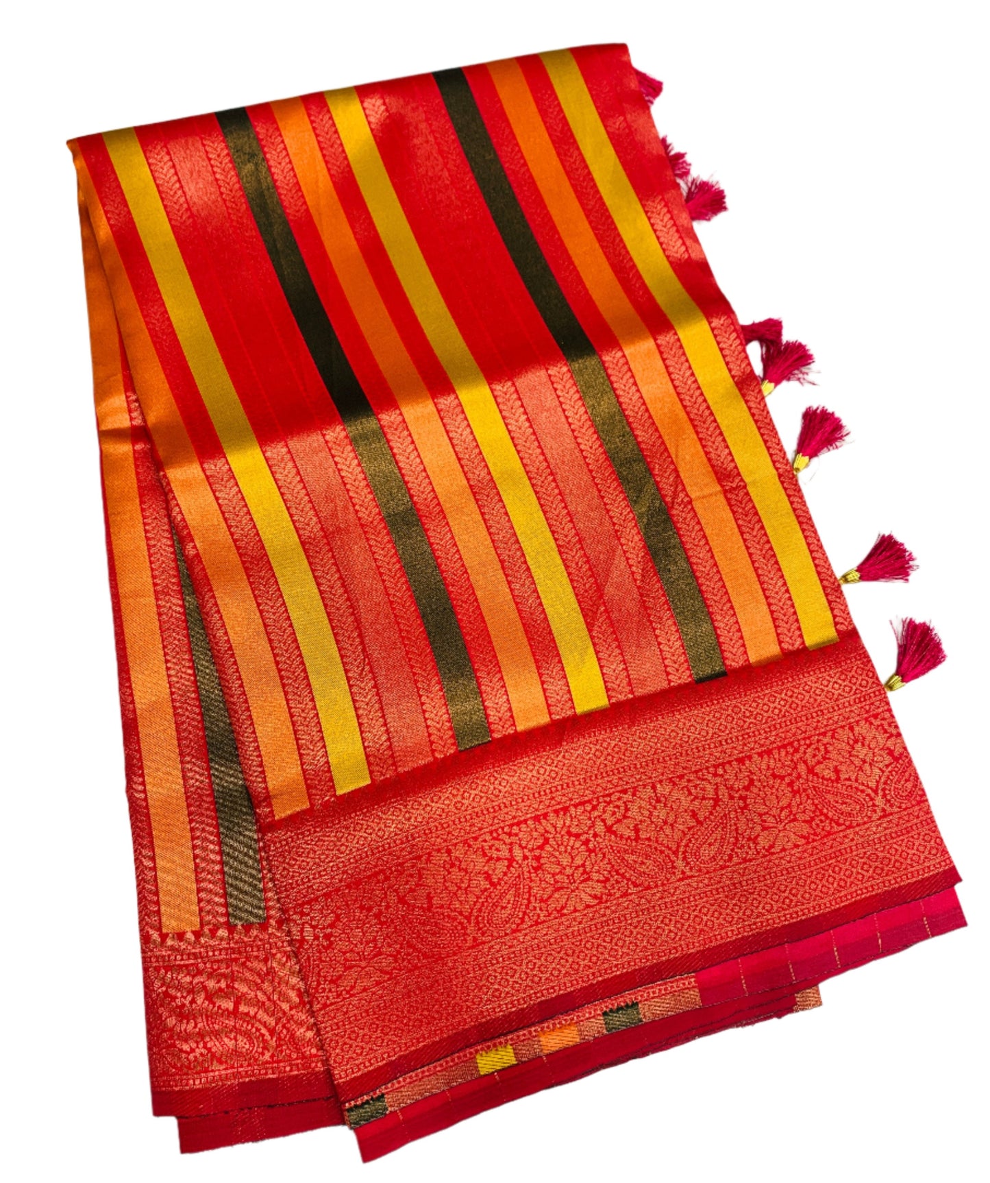 Art Silk Saree Goldish Pink Colour with Pink Border