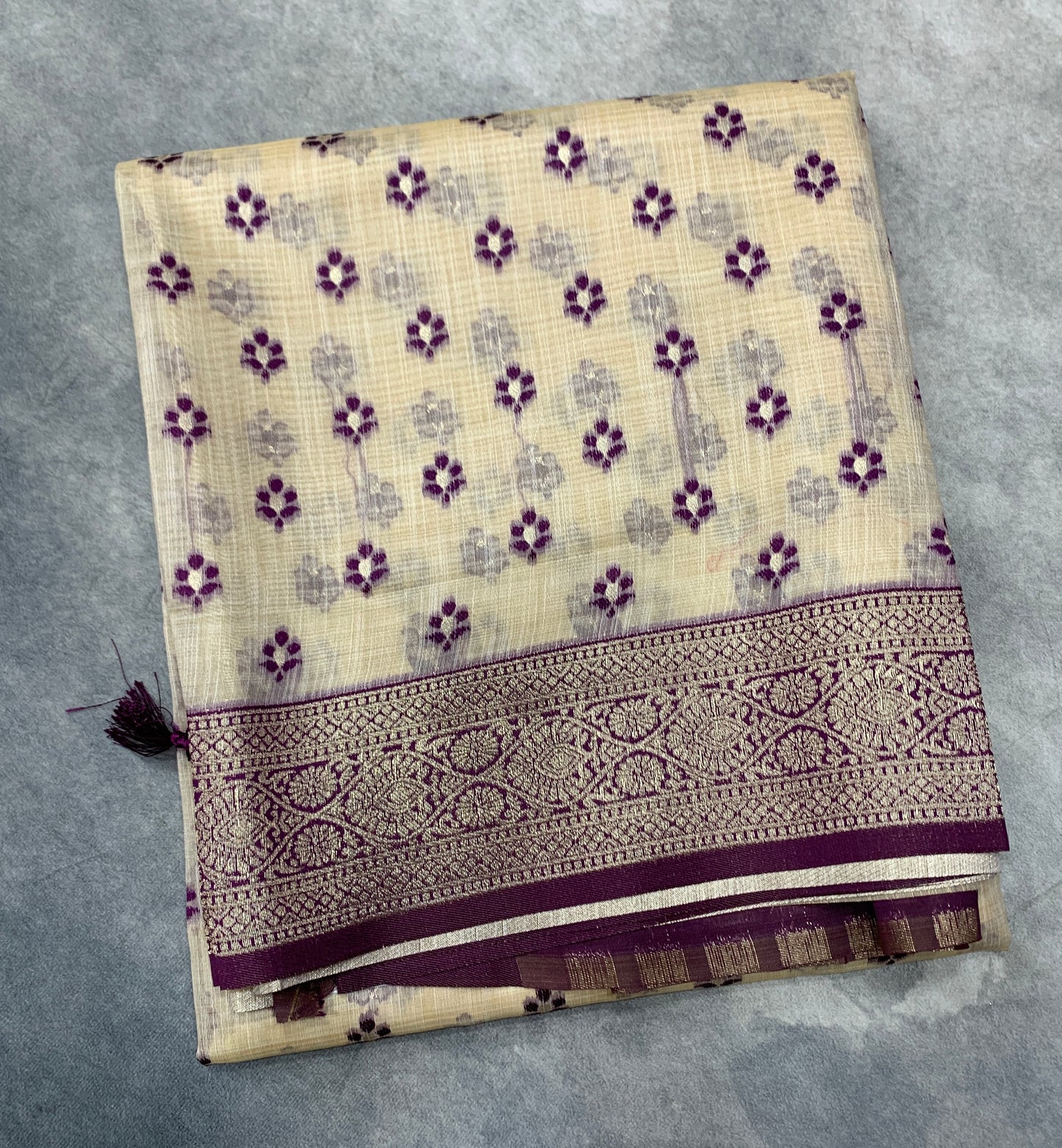 Banaras Katan Saree Tussar Colour with Katan Work Border