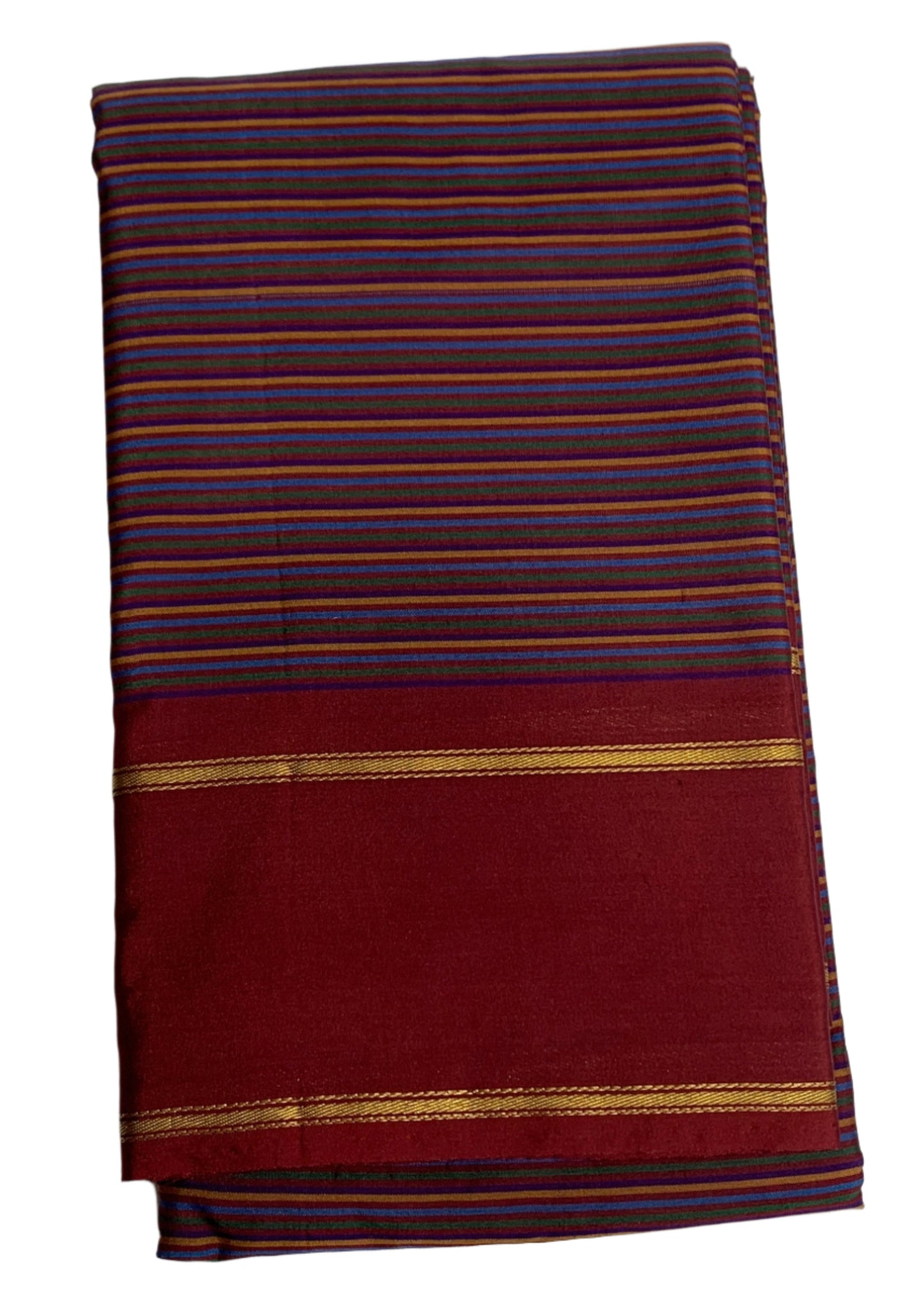 Arani Silk Saree Multi Colour with Maroon Colour Border