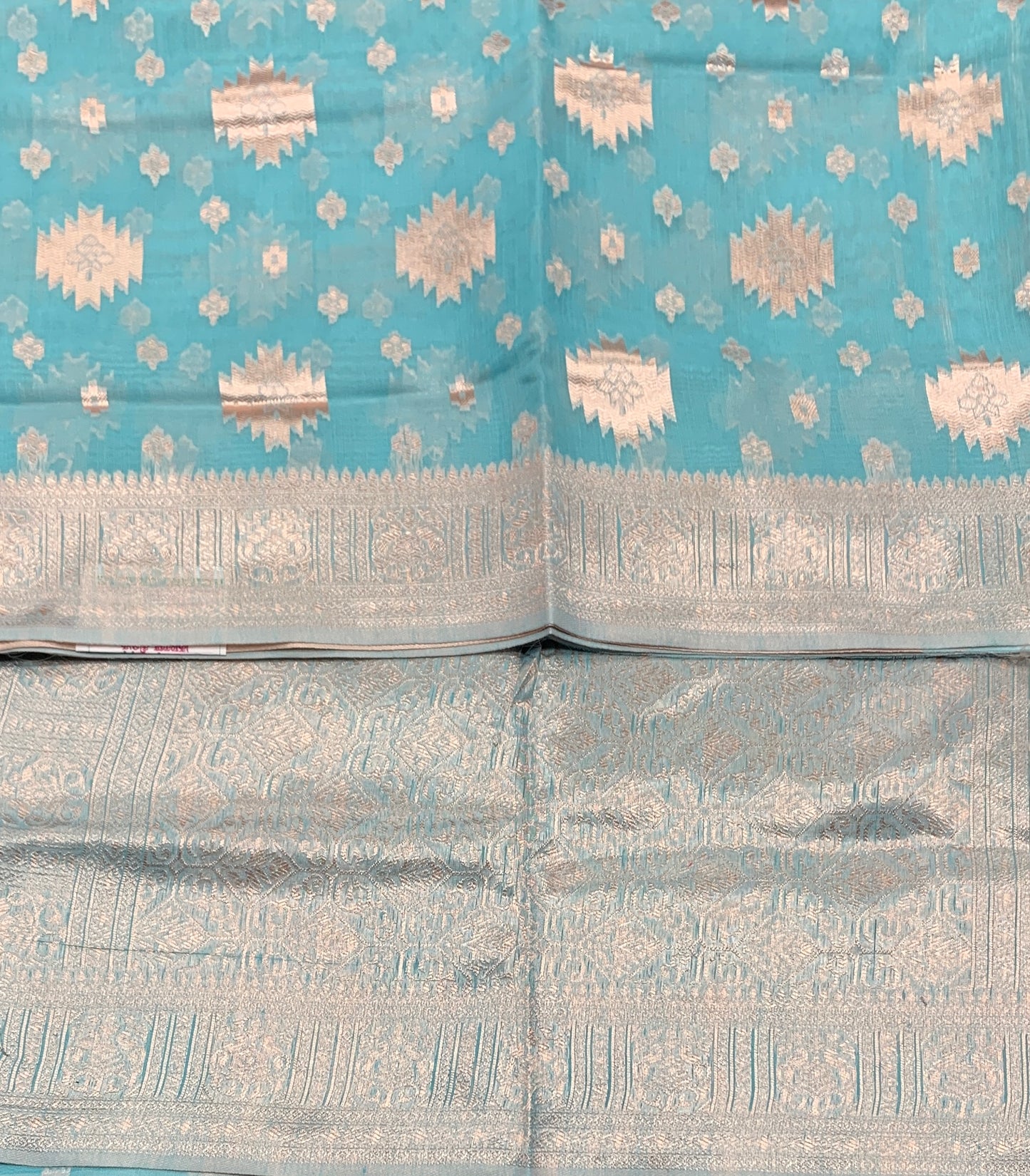 Banaras Katan Saree Sky Blue Colour with Katan Work Border