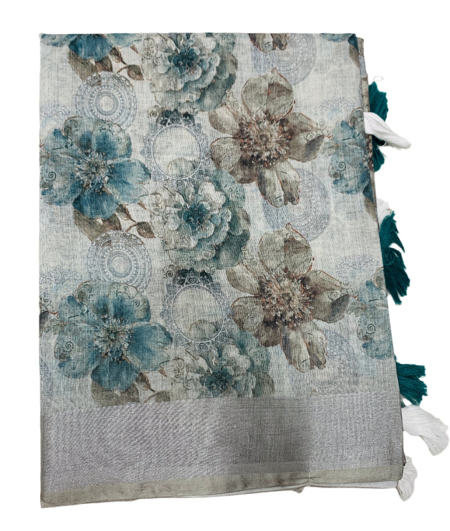 Jute Cotton Saree Gray Shade with Thread Border