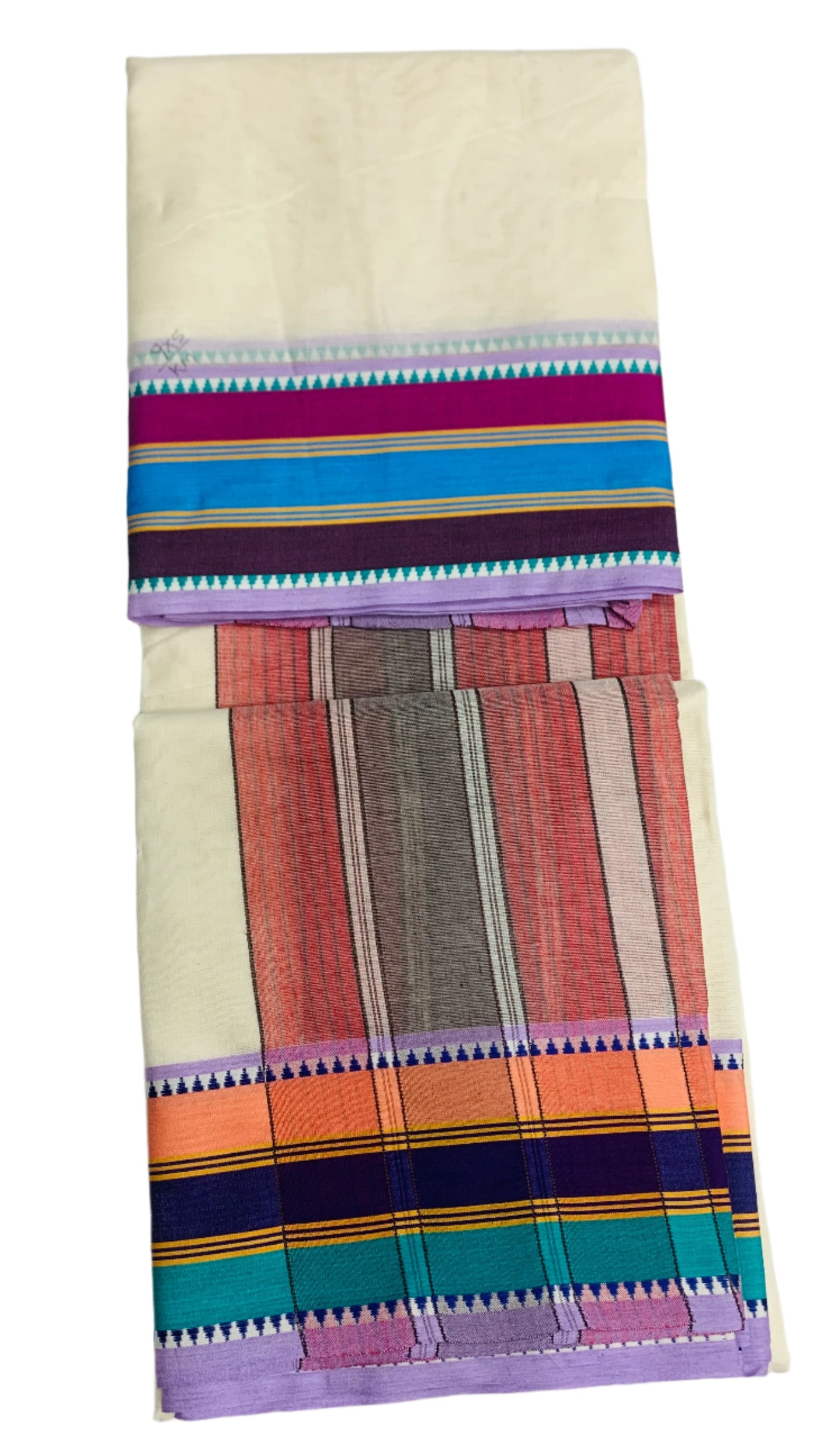 9X5 Cotton Unbleached Dhoti with Angavastram