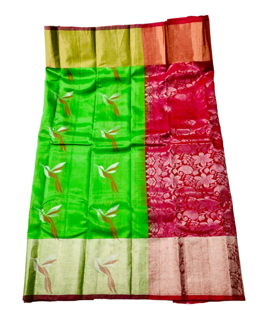 Pure Kachipuram Silk Saree Apple Green Colour