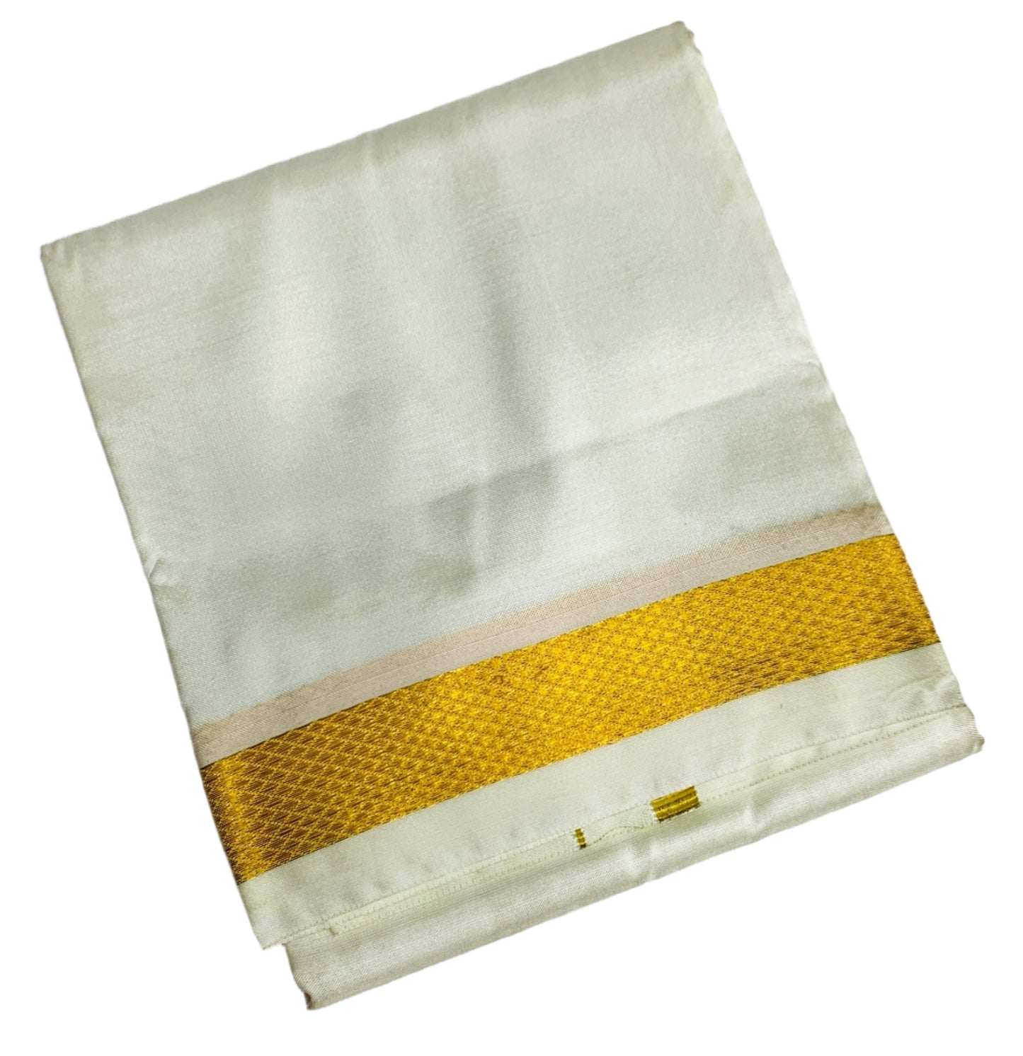Semi Silk Pooja Towel White Colour with Zari Border