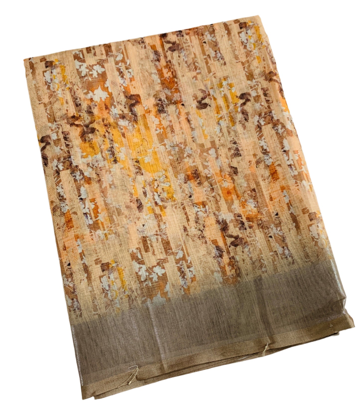 Jute Cotton Saree Light Peach Colour with Thread Border