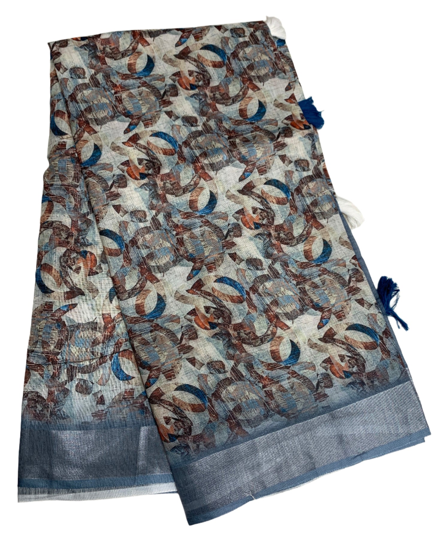 Jute Cotton Saree Off White Shade with Thread Border
