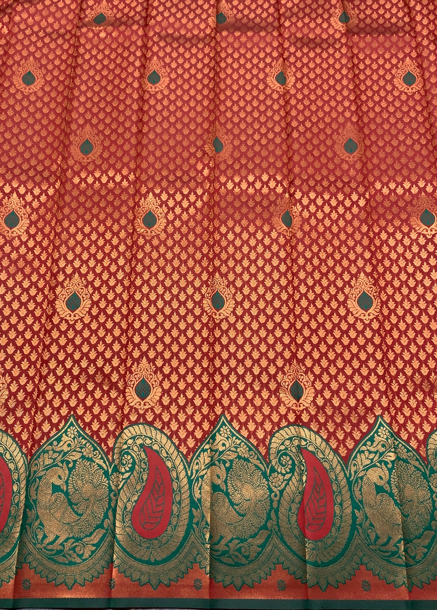 Maroon Colour Art Silk Saree with Green Border