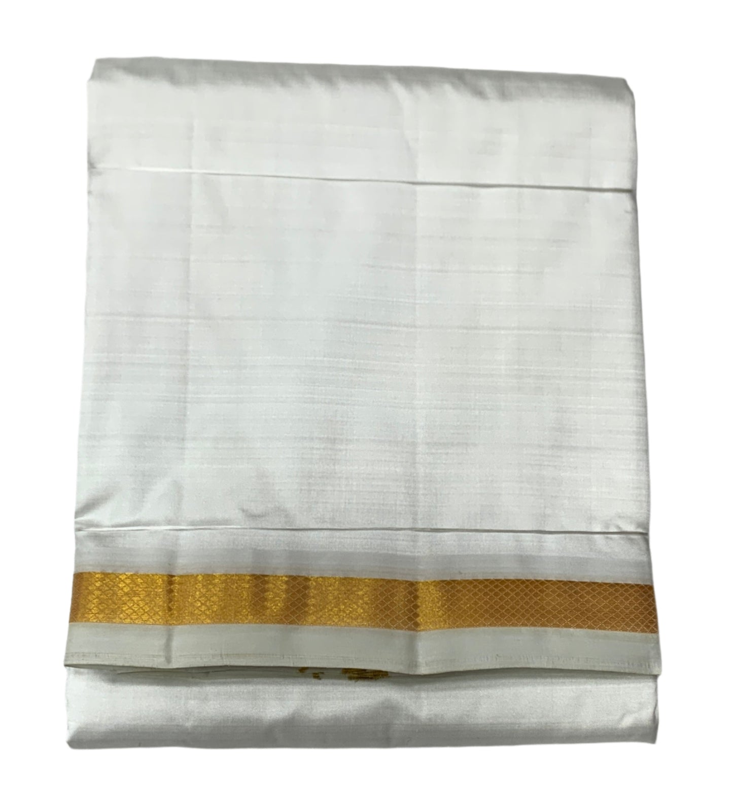 9X5 Pure Silk Dhoti White Colour with Small Border