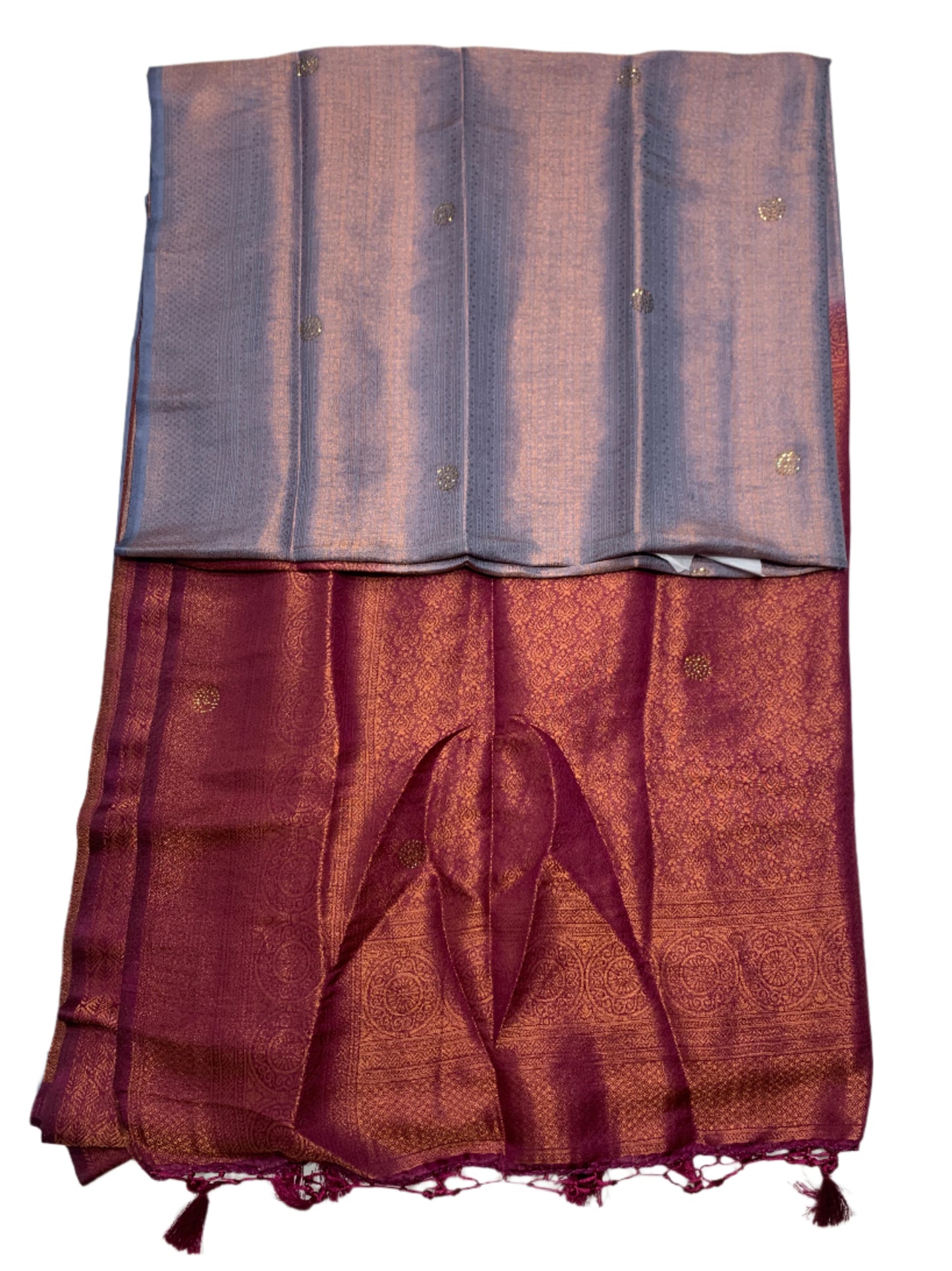 Soft Silk Saree Gray Colour with Brown Pallu