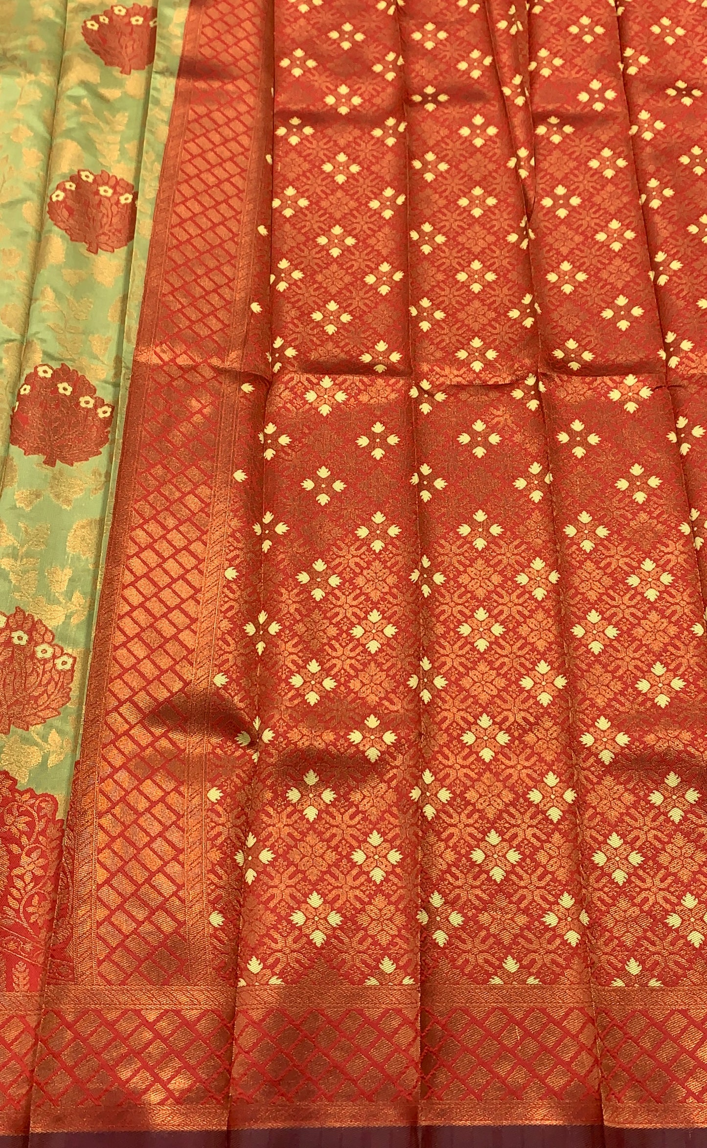 Lime Green Colour Art Silk Saree with Maroon Border