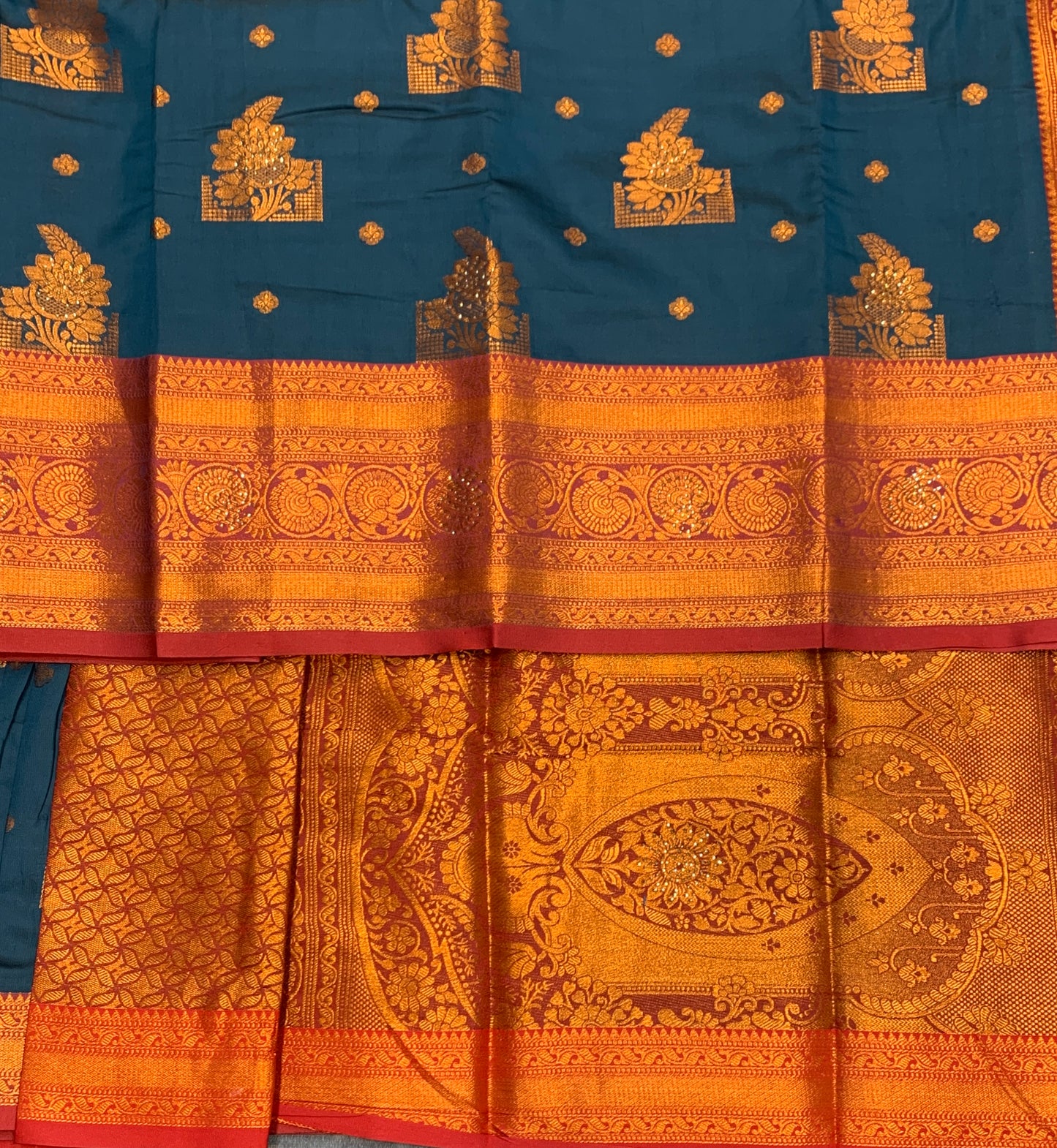 Soft Silk Casual Saree Dark Blue Colour with Maroon and Golden Colour Border