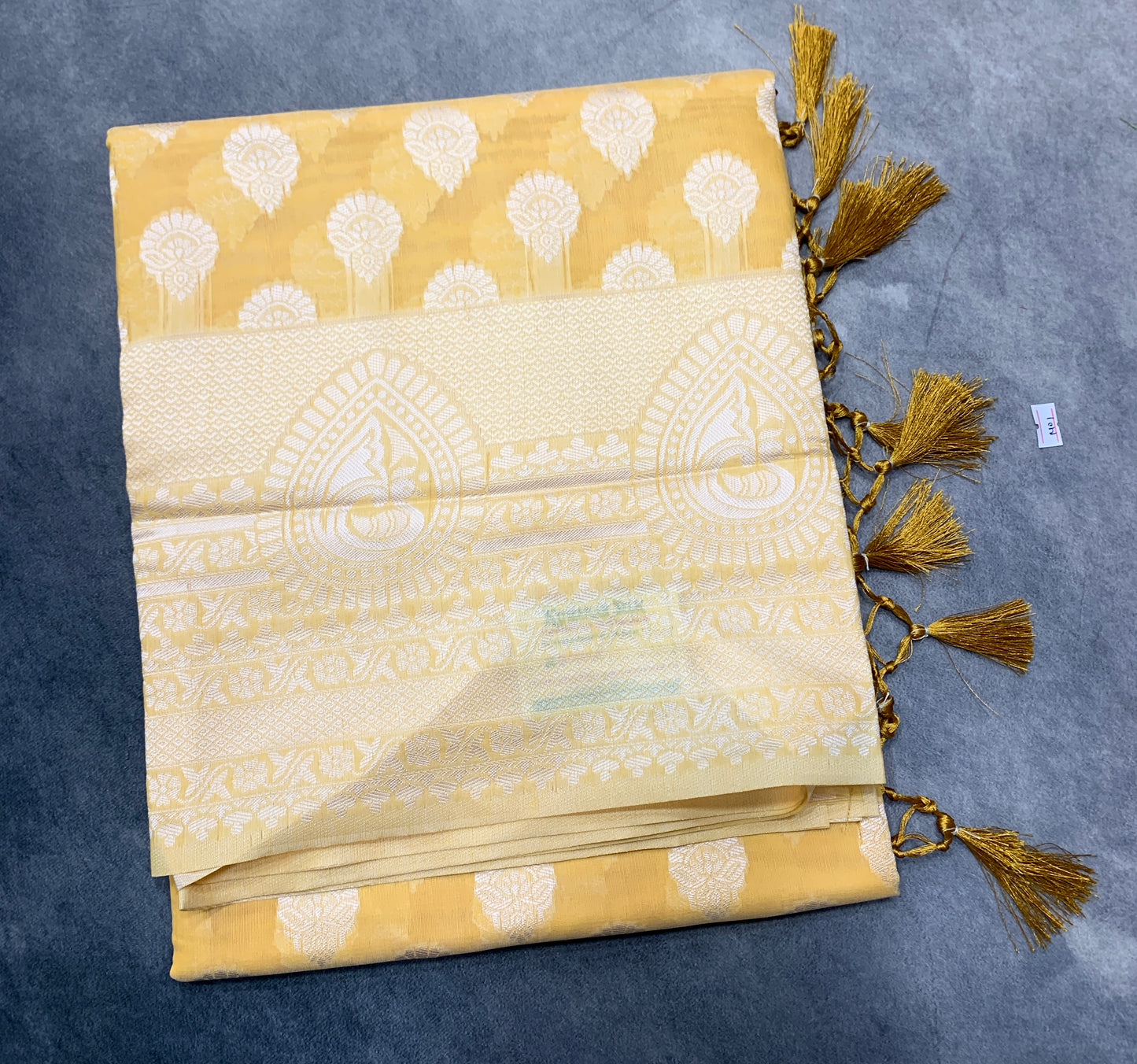Banaras Katan Saree Yellow Colour with Katan Work Border