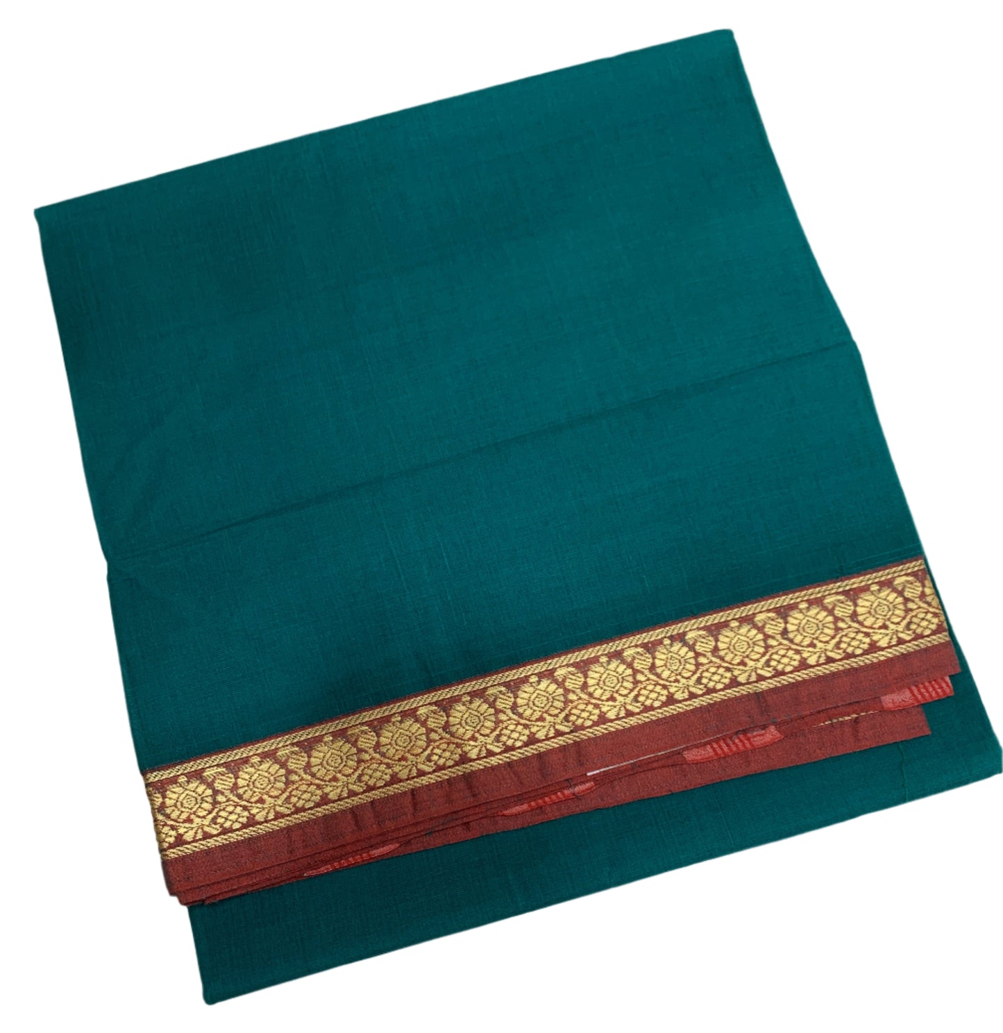 Chettinad Cotton Saree Emerald green Colour with Brown Border