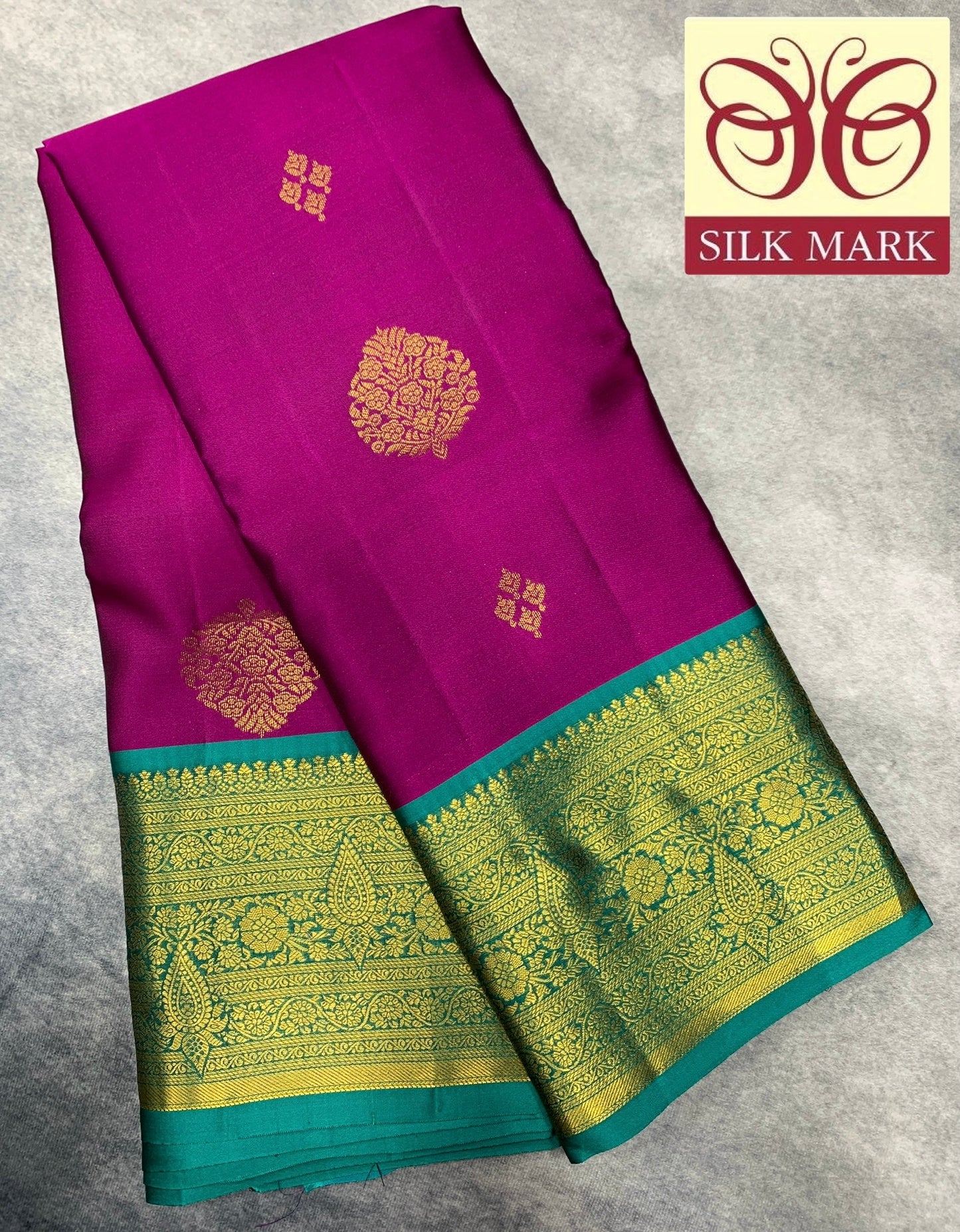 Pure Kanchipuram Silk Saree Vadamalli Colour with Rama Green Border