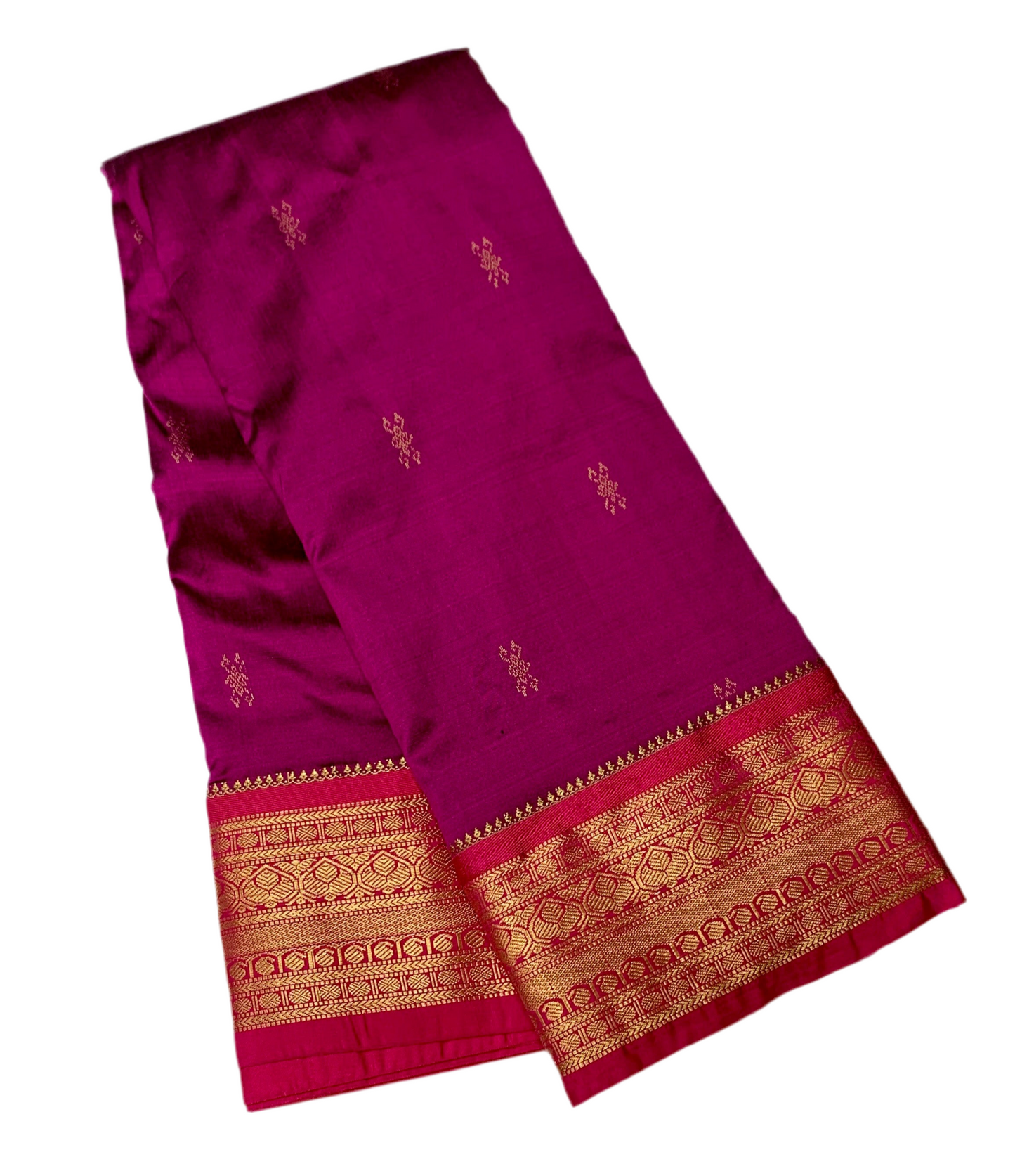 Pure Kanchipuram Silk Saree Magenta Colour with Pink Border