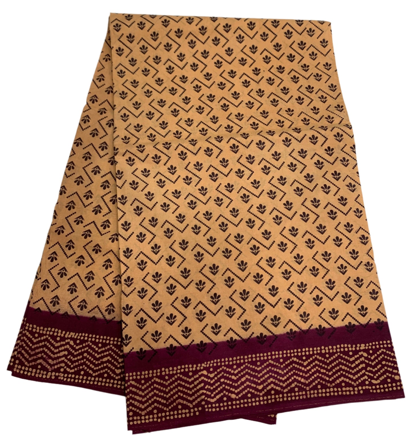 Chettinad Sungudi Cotton Sandal Colour with Magenta Colour Border