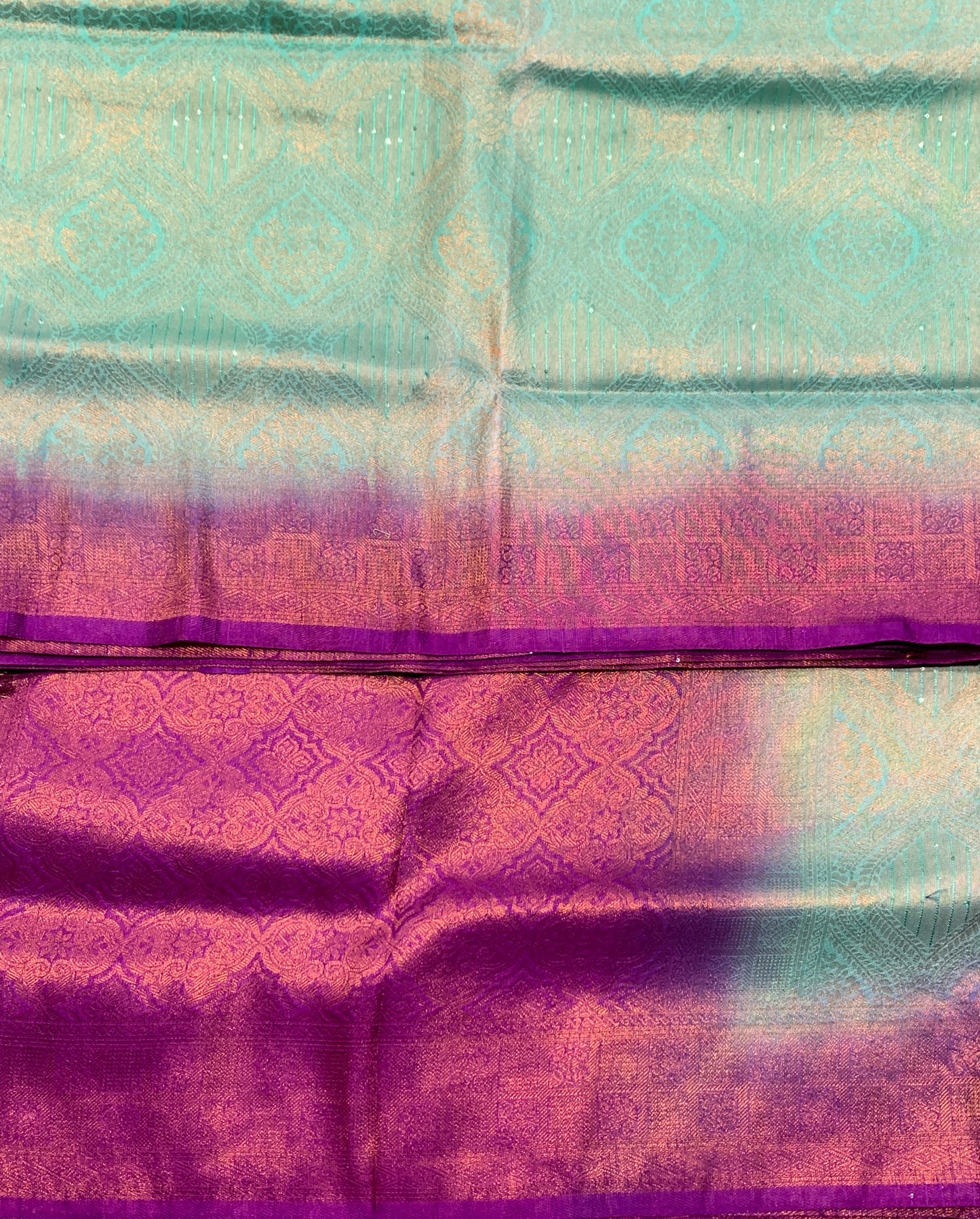 Soft Silk Saree Light Sapphire Colour and Stone Work with Magenta Colour Pallu