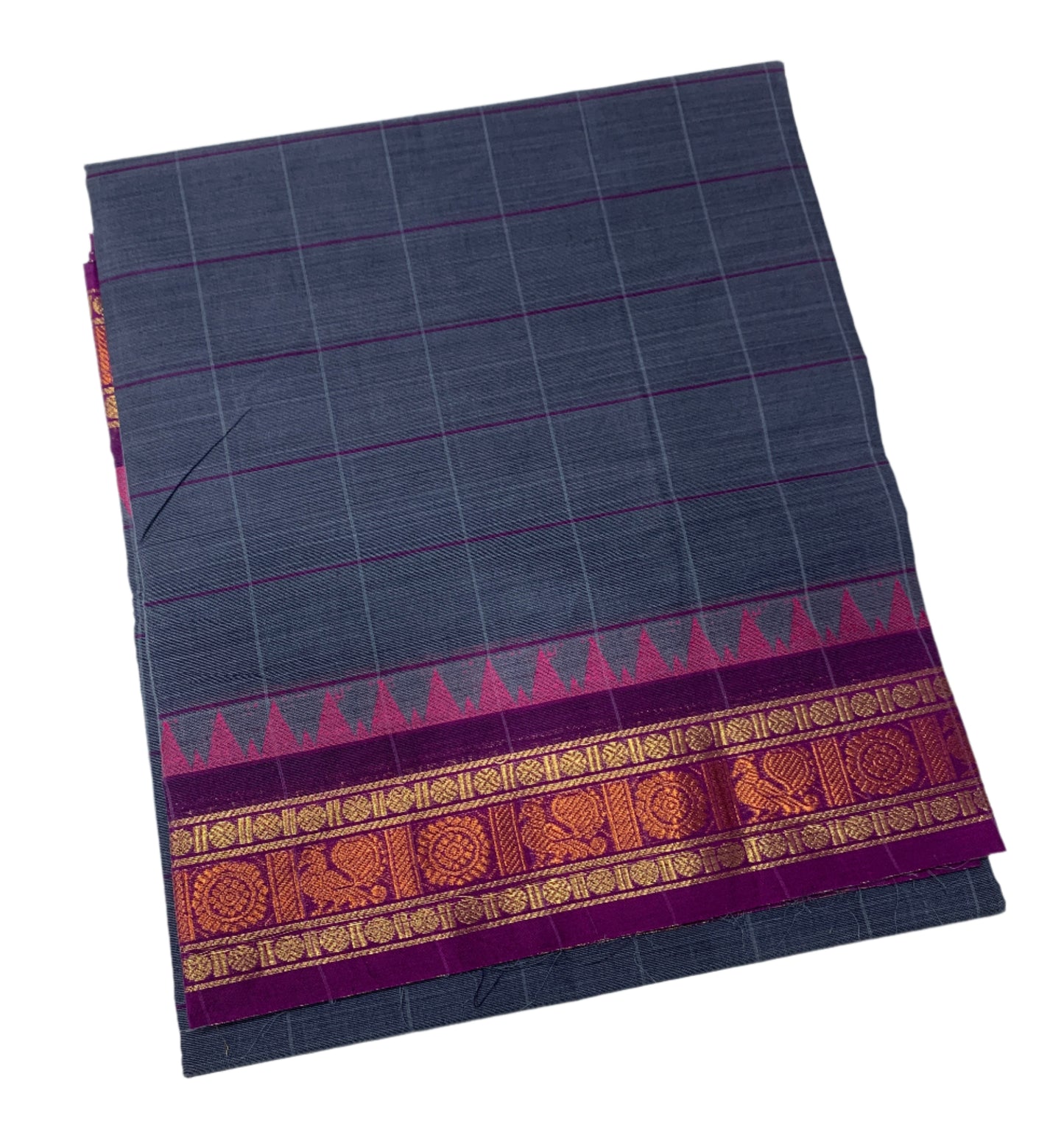 Chettinad Cotton Saree Dual Shade With with Magenta Border