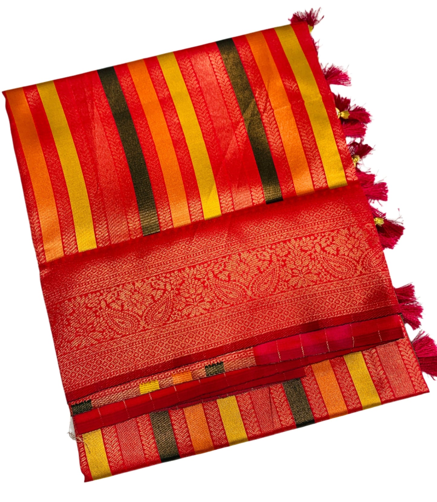 Art Silk Saree Goldish Pink Colour with Pink Border