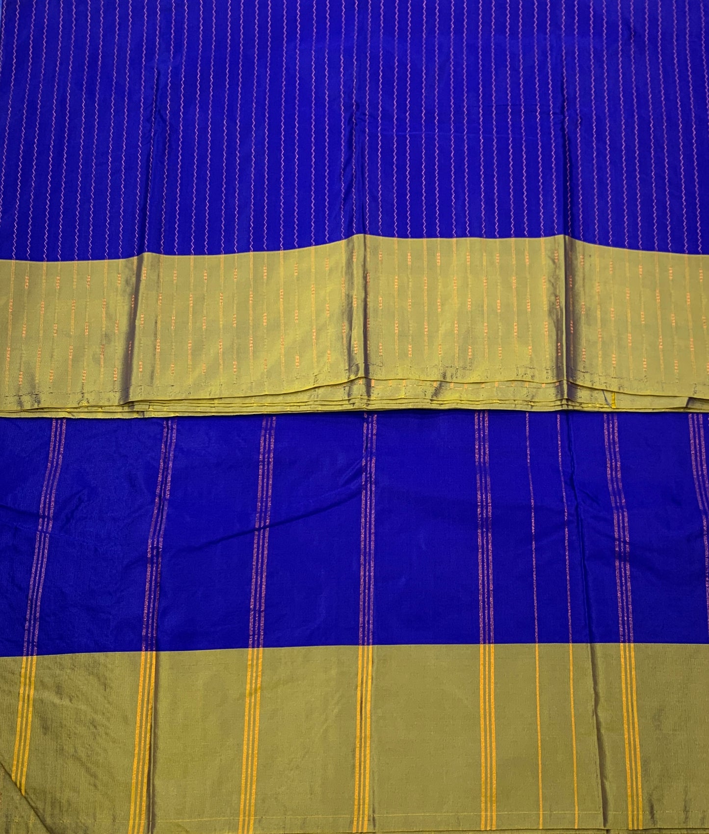 Arani Silk Saree Blue Colour with Yellow Green Border