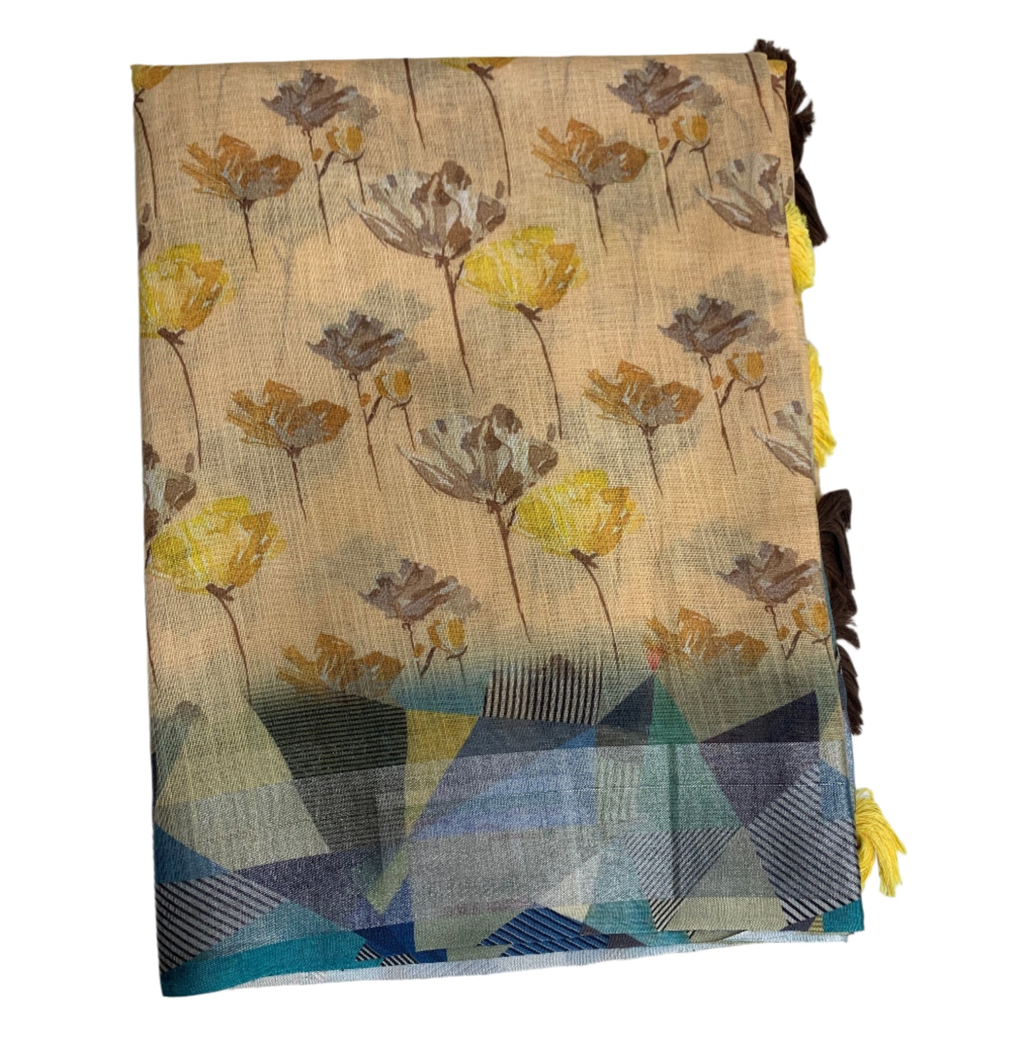 Jute Cotton Saree Yellow Shade with Thread Border