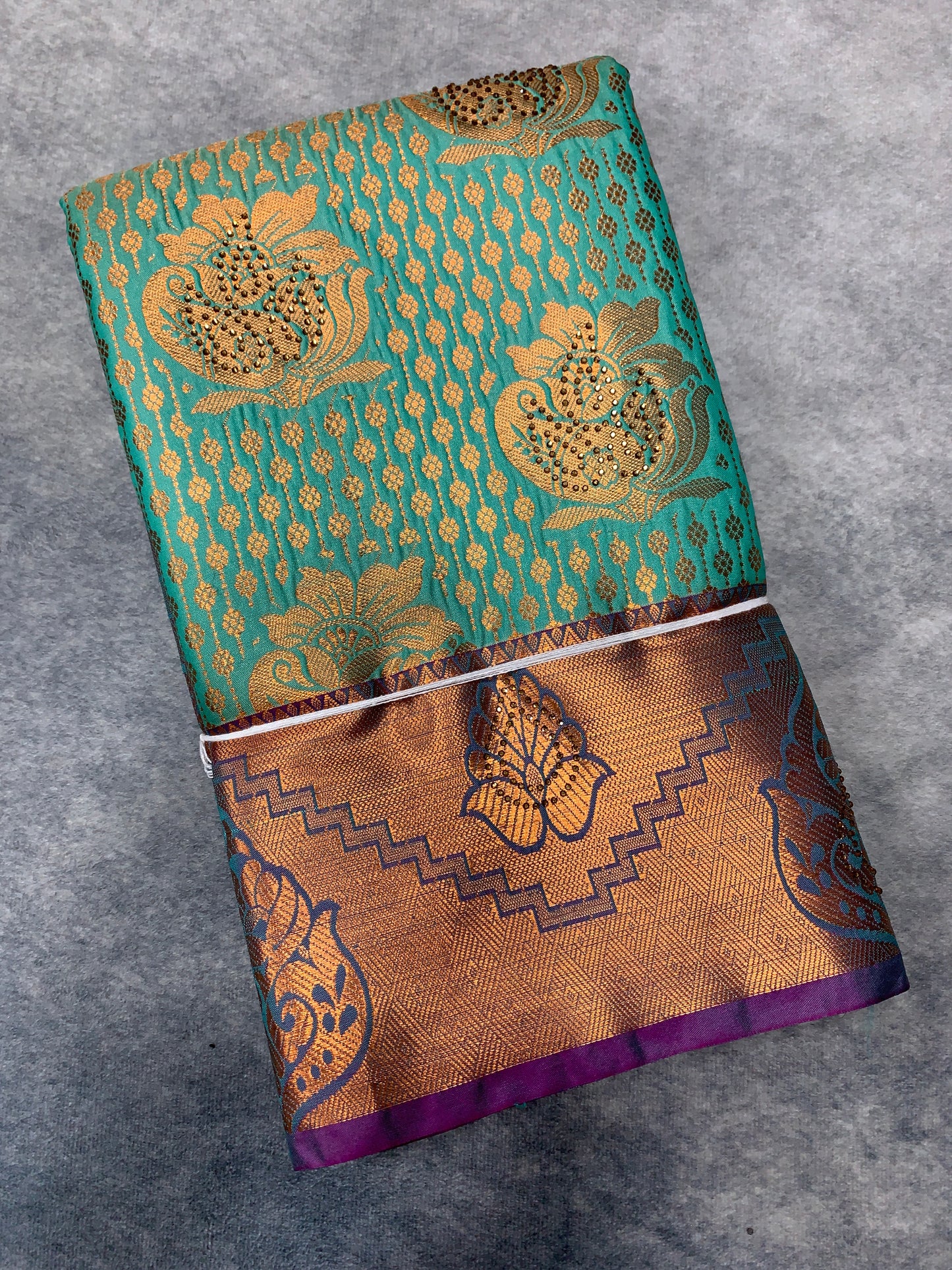 Vegan Silk Saree Sapphire Colour with Copper and Magenta
