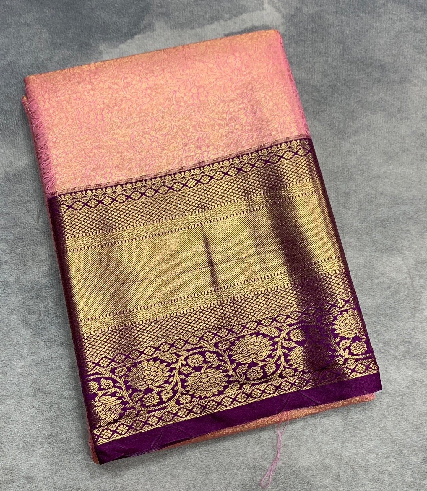 Fancy Tissue Saree Baby Pink Colour with Magenta Colour Floral Design Border