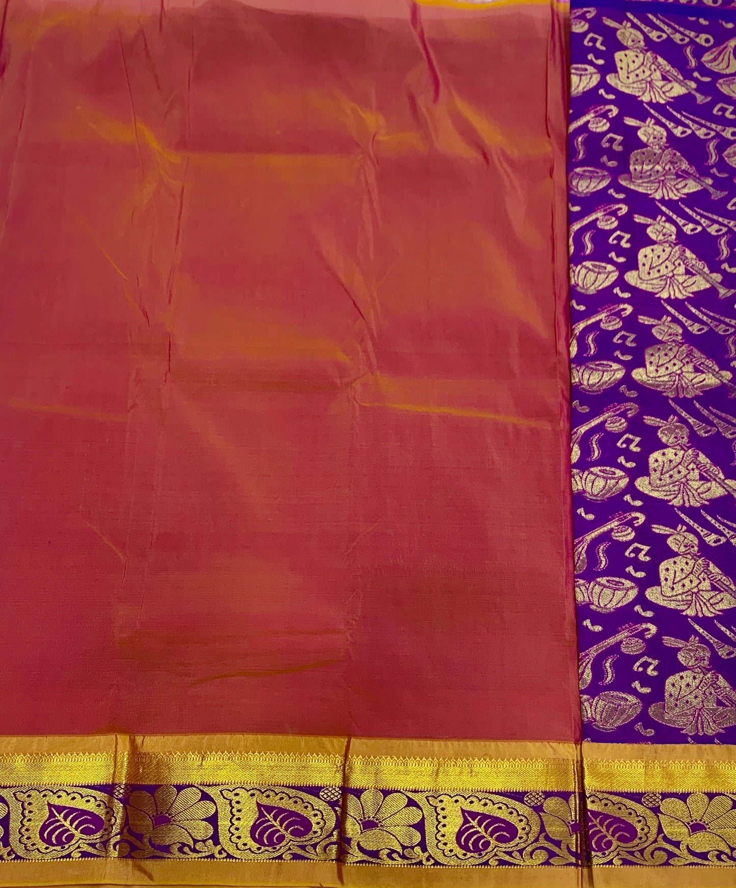 Magenta Shade Vegan Silk Kids Pattu Pavadai with contrast border for newborn to 2 Years