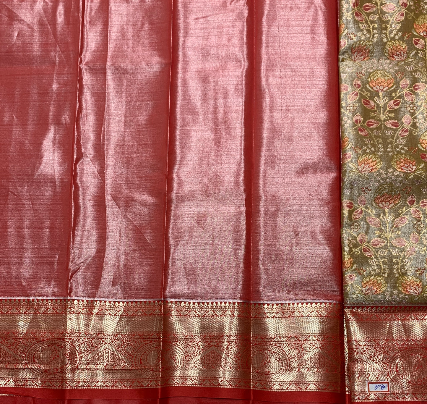 Golden Orange Shade Vegan Silk Kids Pattu Pavadai with Contrast Border for Newborn to 2 Years