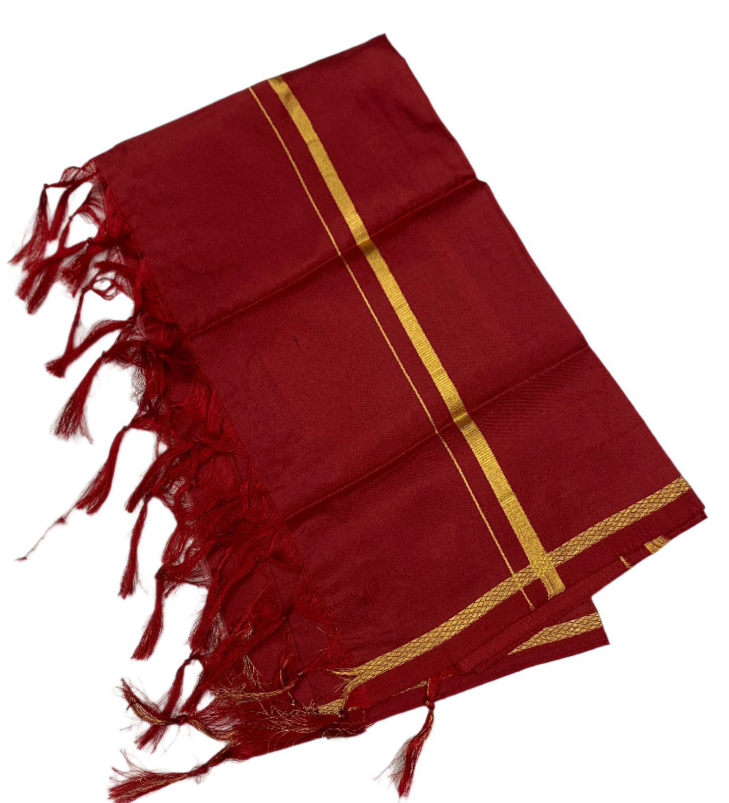 2 Mulam Silk Pooja Towel Maroon Colour