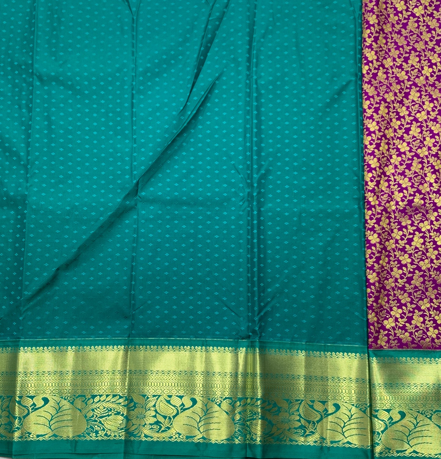 Purple Shade Vegan Silk Kids Pattu Pavadai with Contrast Border for age 2 to 5