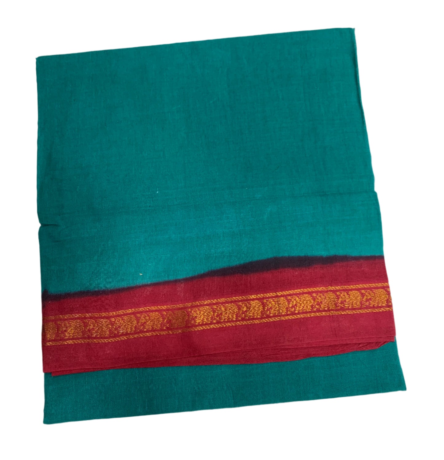 Chettinad Cotton Saree Rama Green Colour with Red Border