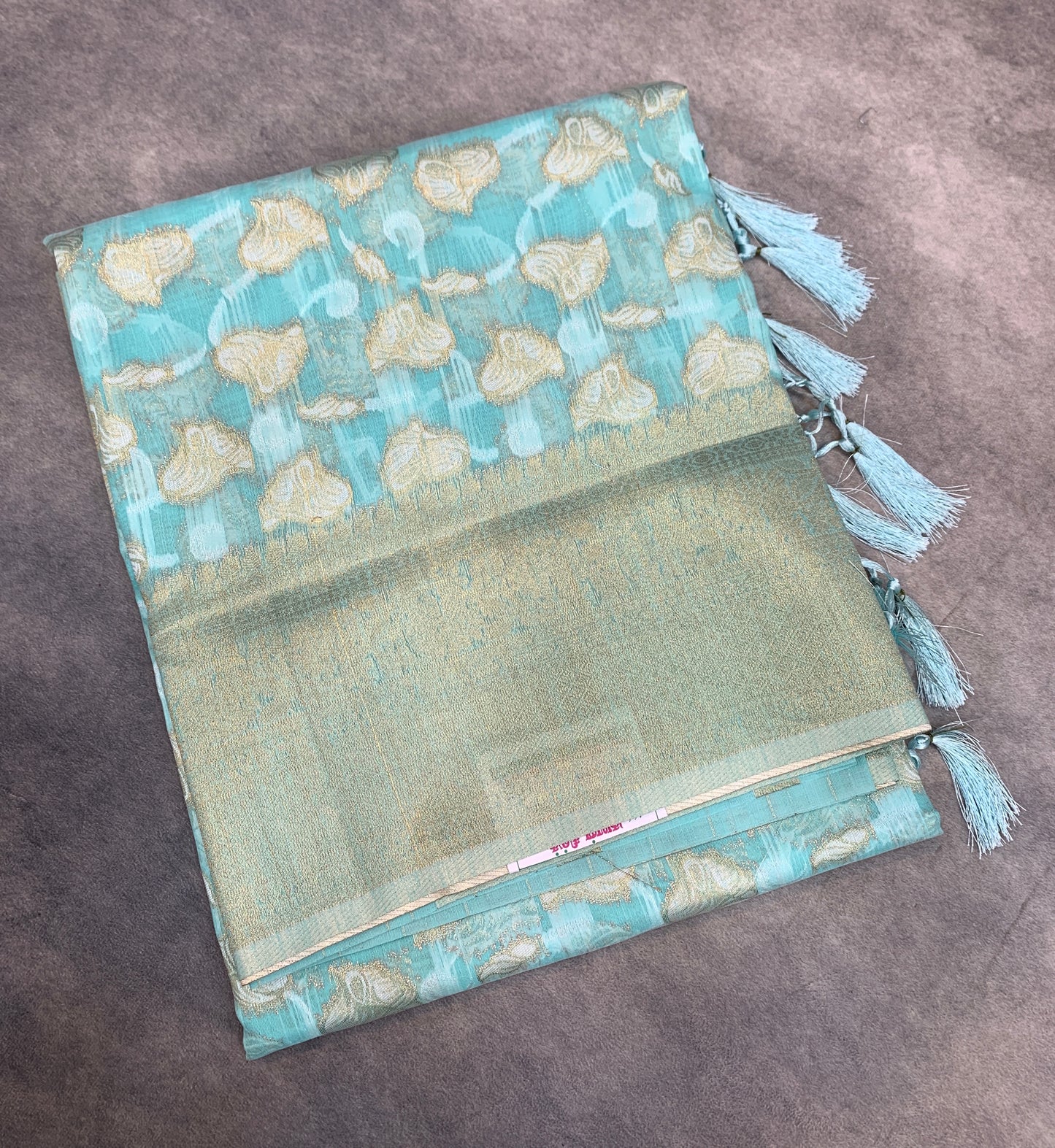 Banaras Katan Saree Sapphire Colour with Katan Work Border