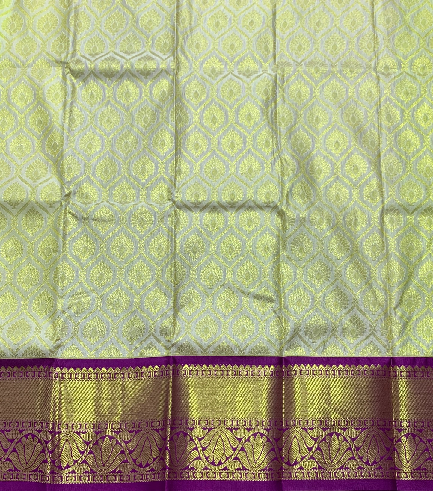 Ivory Shade Vegan Silk Kids Pattu Pavadai with Contrast Border for age 2 to 5