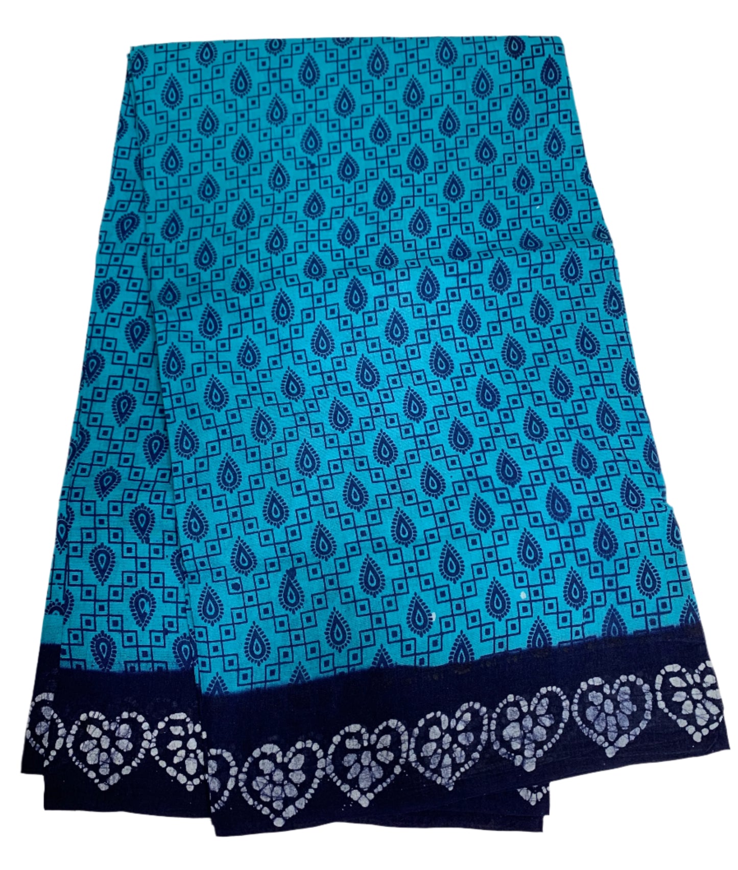 Chettinad Sungudi Cotton Sky Blue Colour with Navy Blue Colour Border