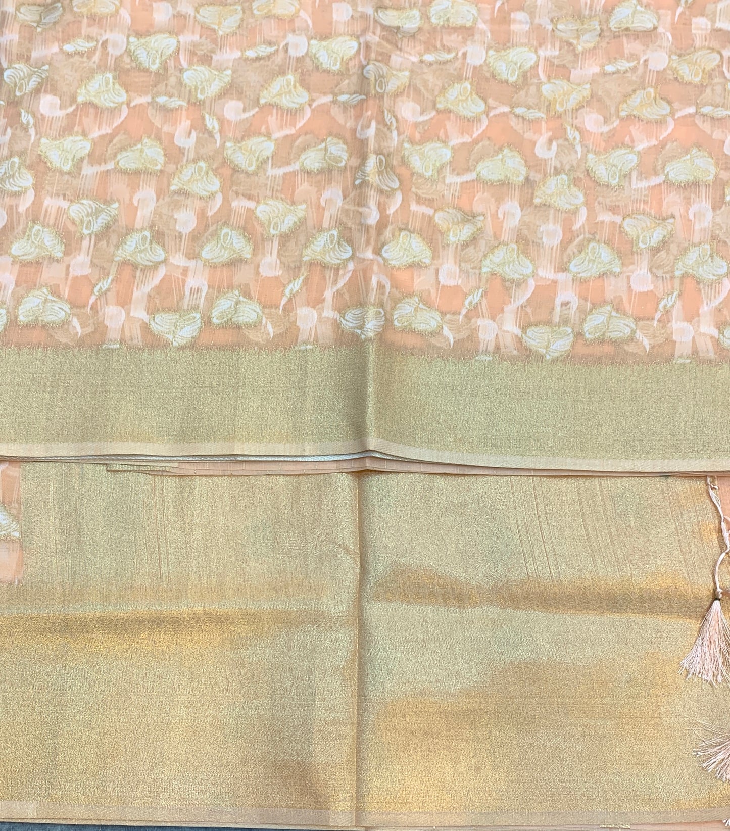 Banaras Katan Saree Peach Colour with Katan Work Border
