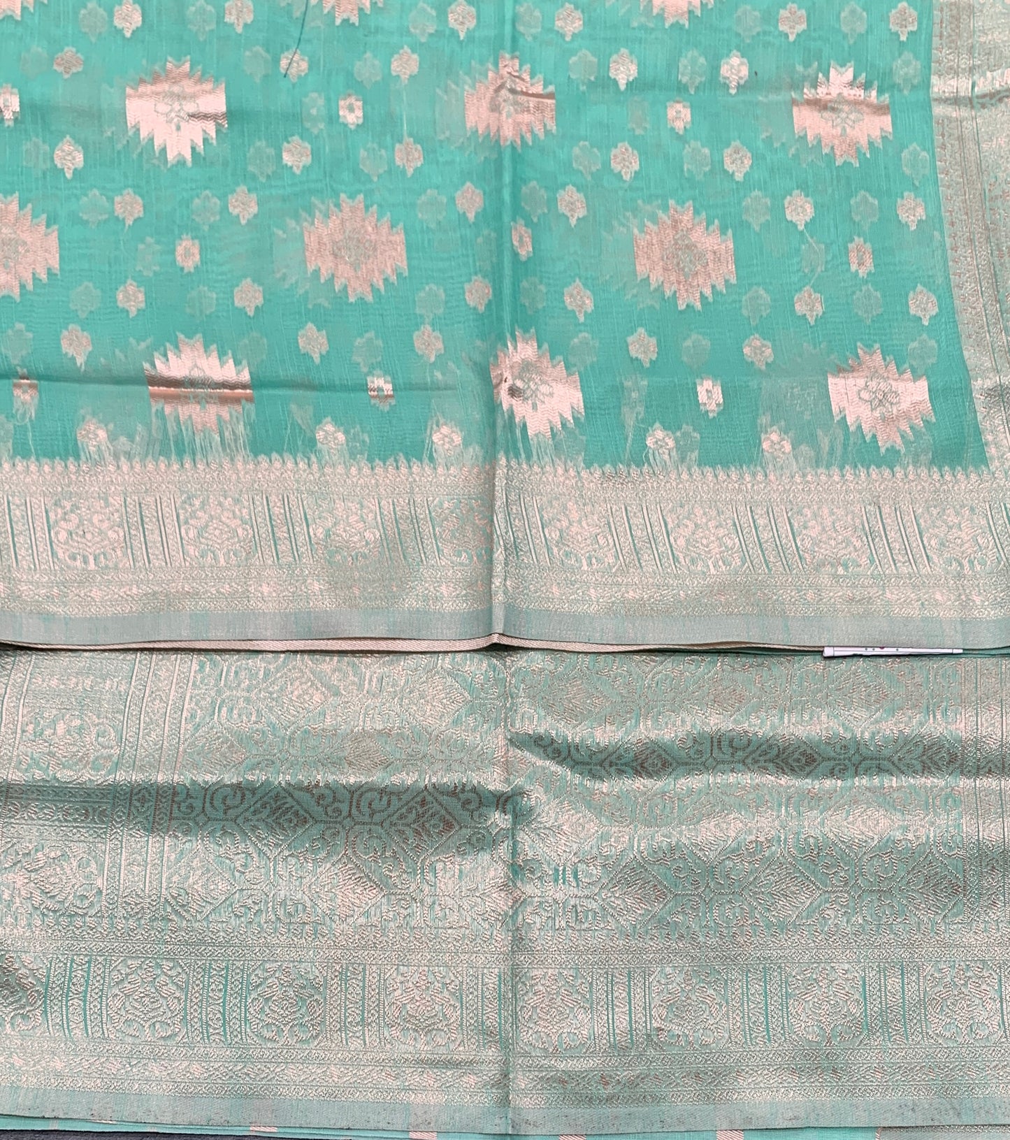 Banaras Katan Saree Sapphire Colour with Katan Work Border