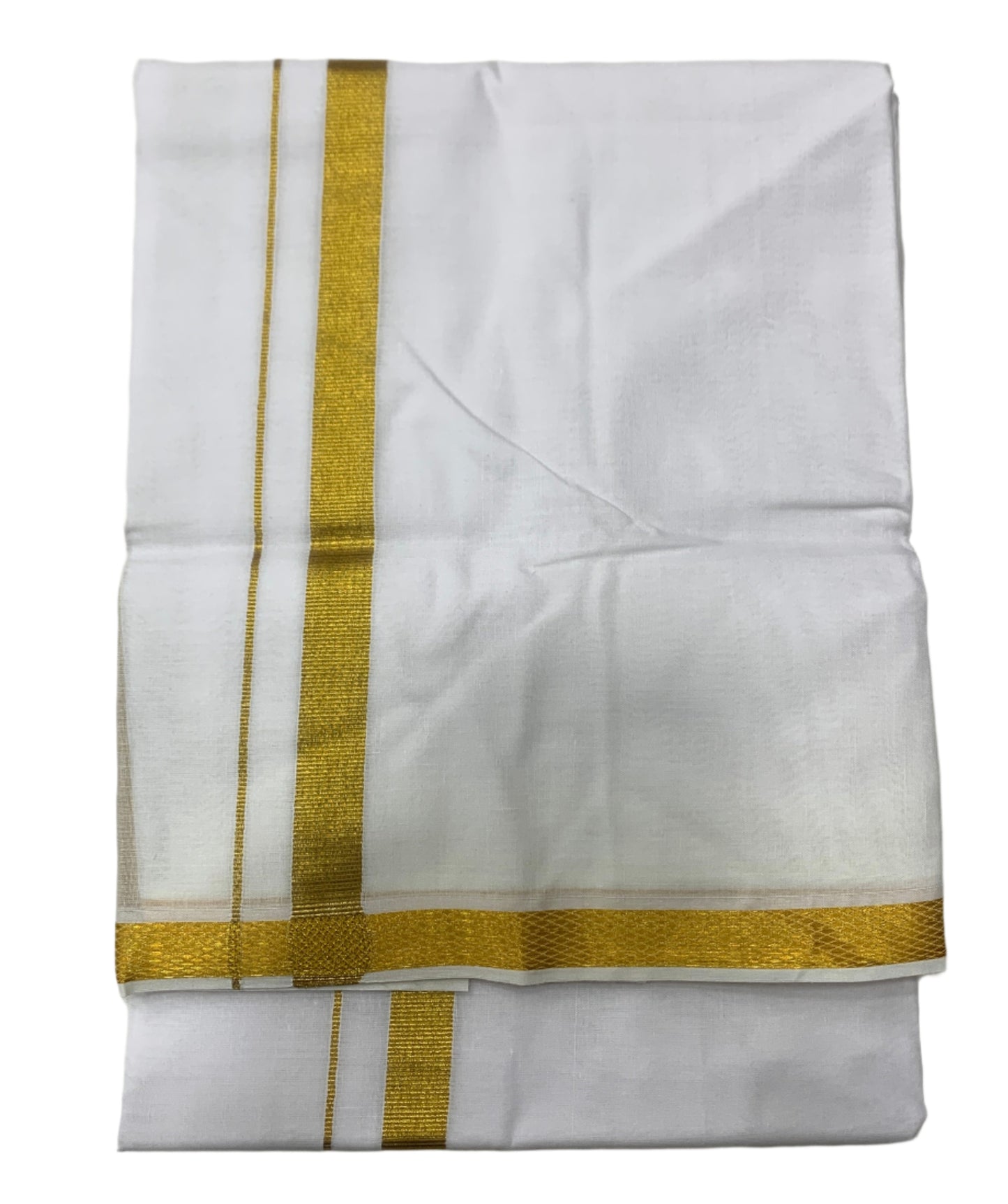 8 Mulam White Cotton Dhoti with Golden border