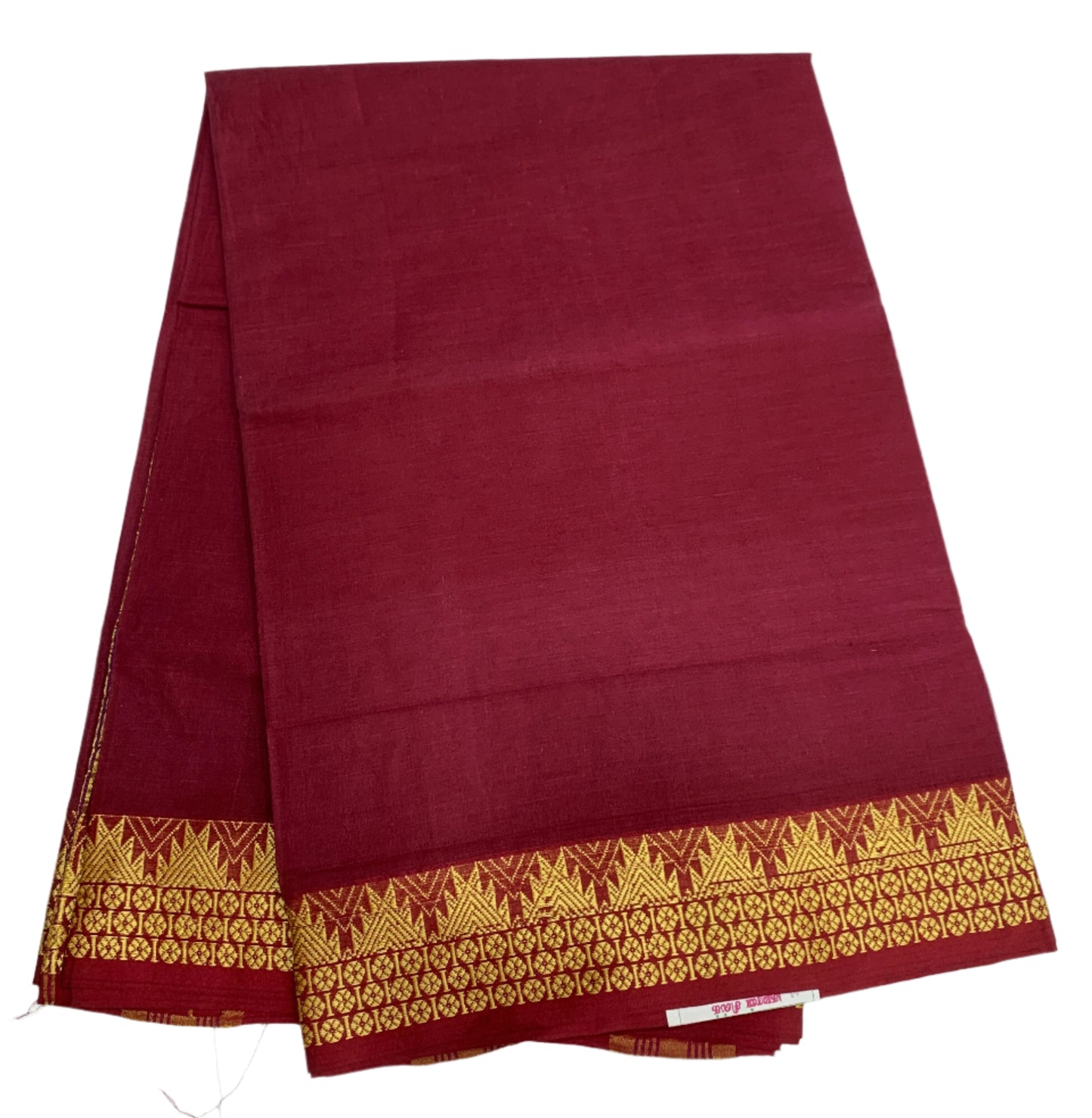 Chettinad Cotton Saree Maroon Colour with Gopuram Design Border