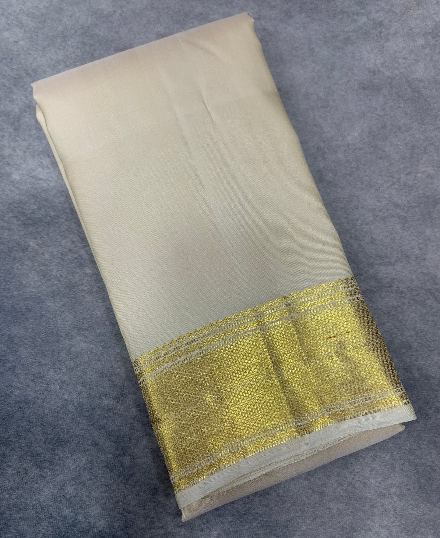 Pure Silk Dhoti 8X4 Tussar Colour with Large Golden Border