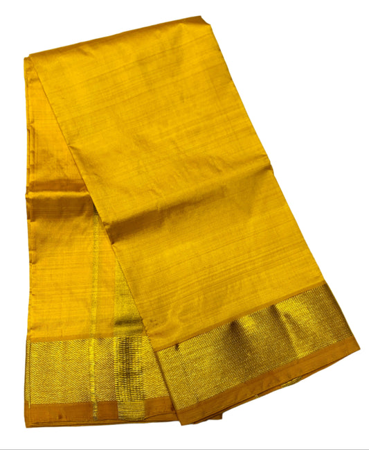 Silk Pooja Towel Light Mustard colour with Zari Border