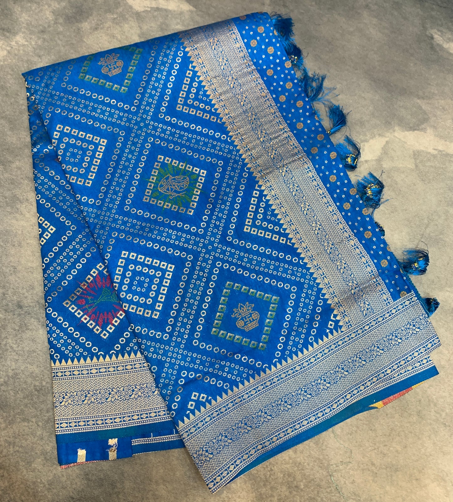 Banaras Soft Silk Saree Sky Blue Colour with Sliver Colour Floral Design Border
