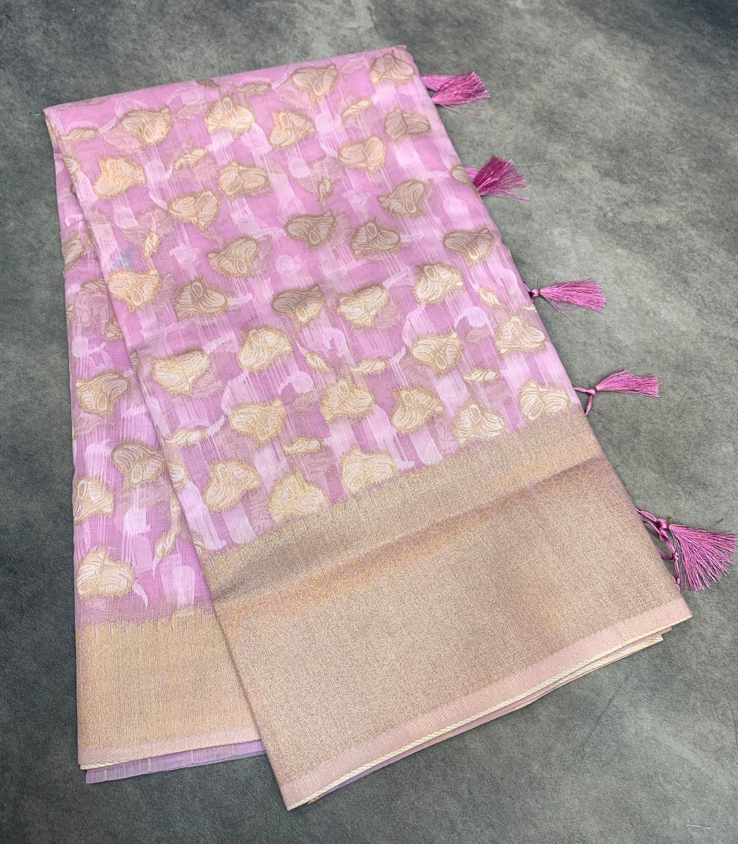 Banaras Katan Saree Lavender Colour with Katan Work Border