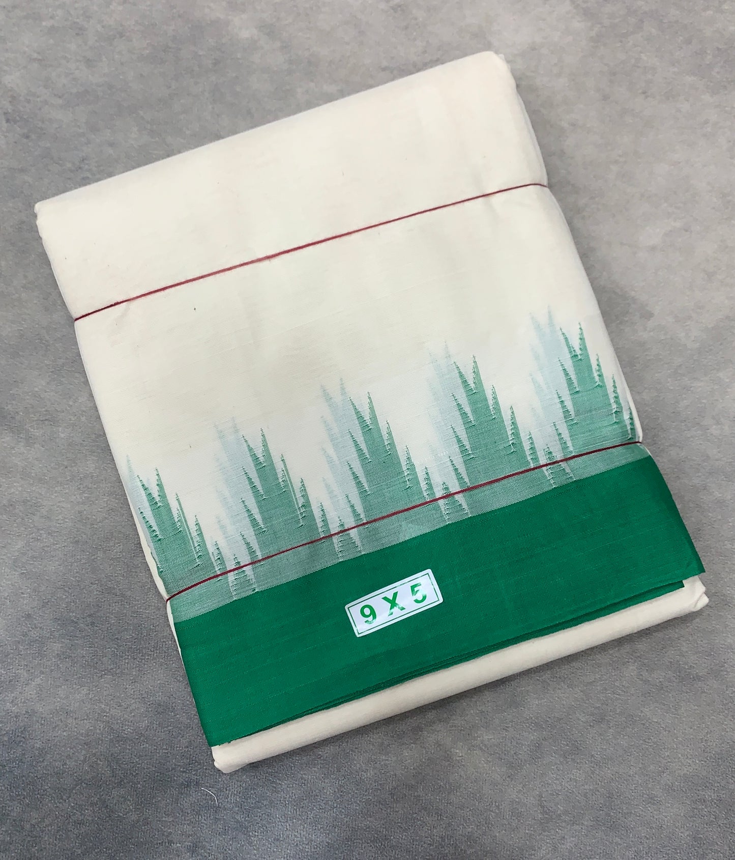 9X5 Cotton Korvai Unbleached dhoti with Angavastram