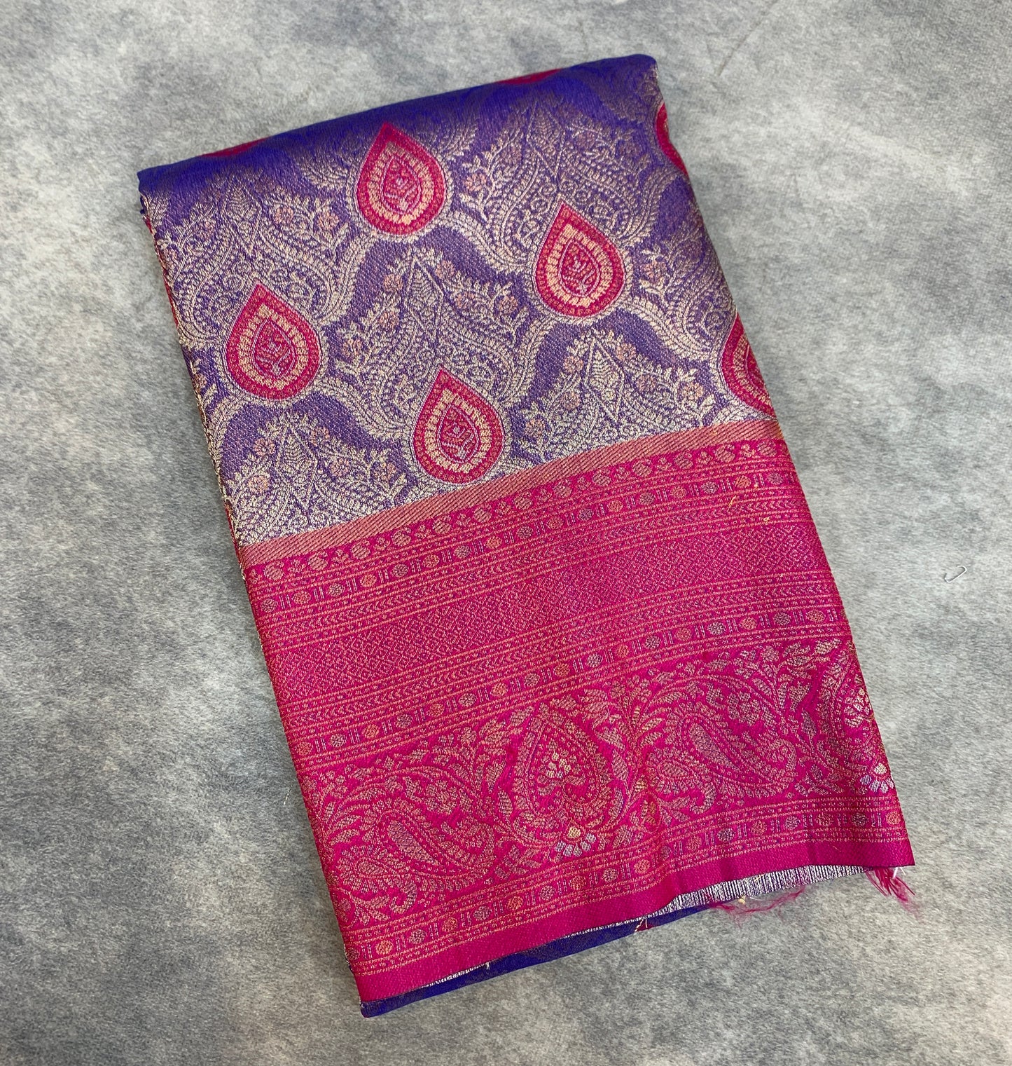 Fancy Tissue Saree Blue Colour with Pink Border