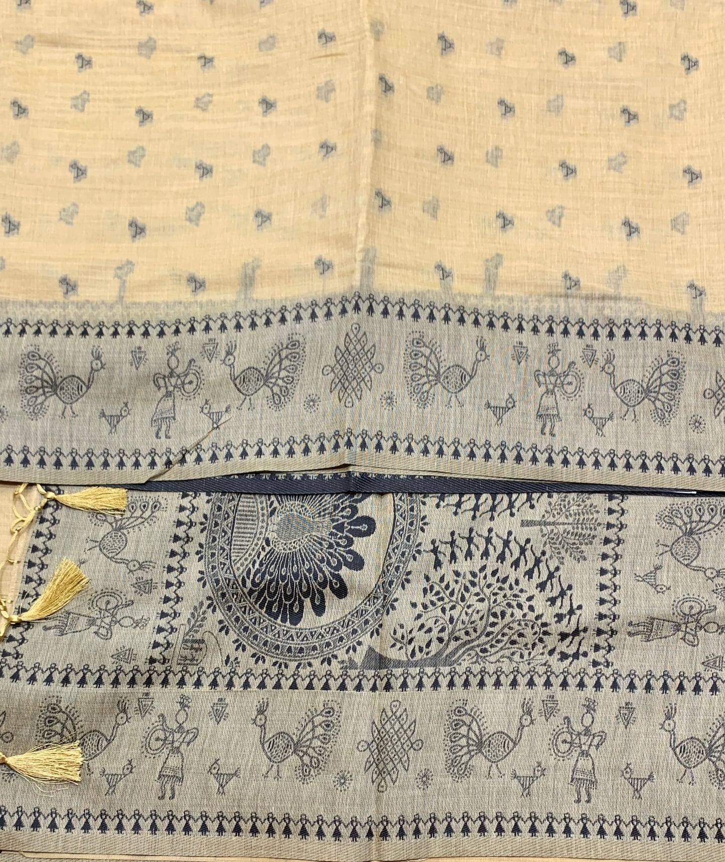 Banaras Katan Saree Golden Colour with Katan Work Border